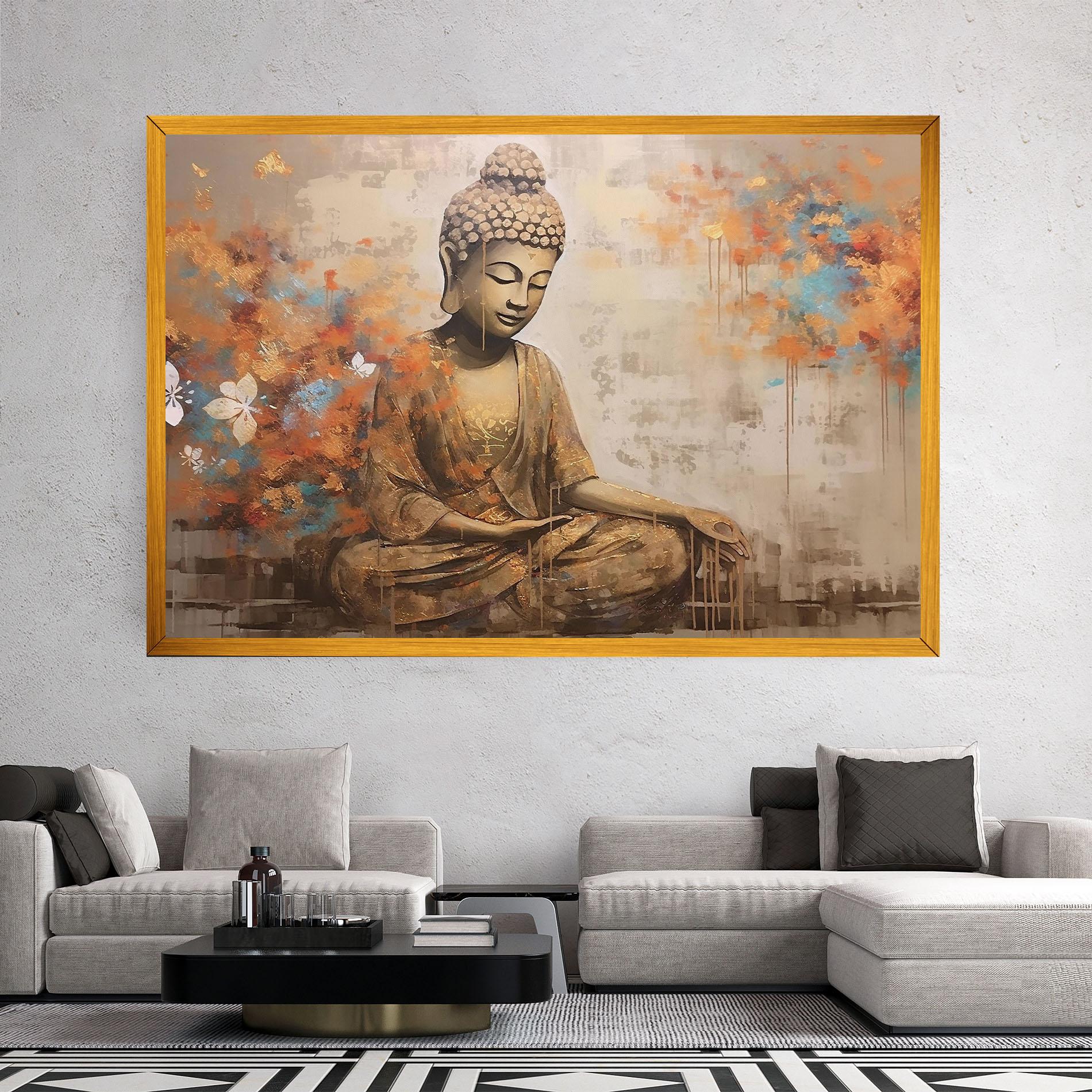 Tablou Canvas Buddha Cream Blue mockup 2