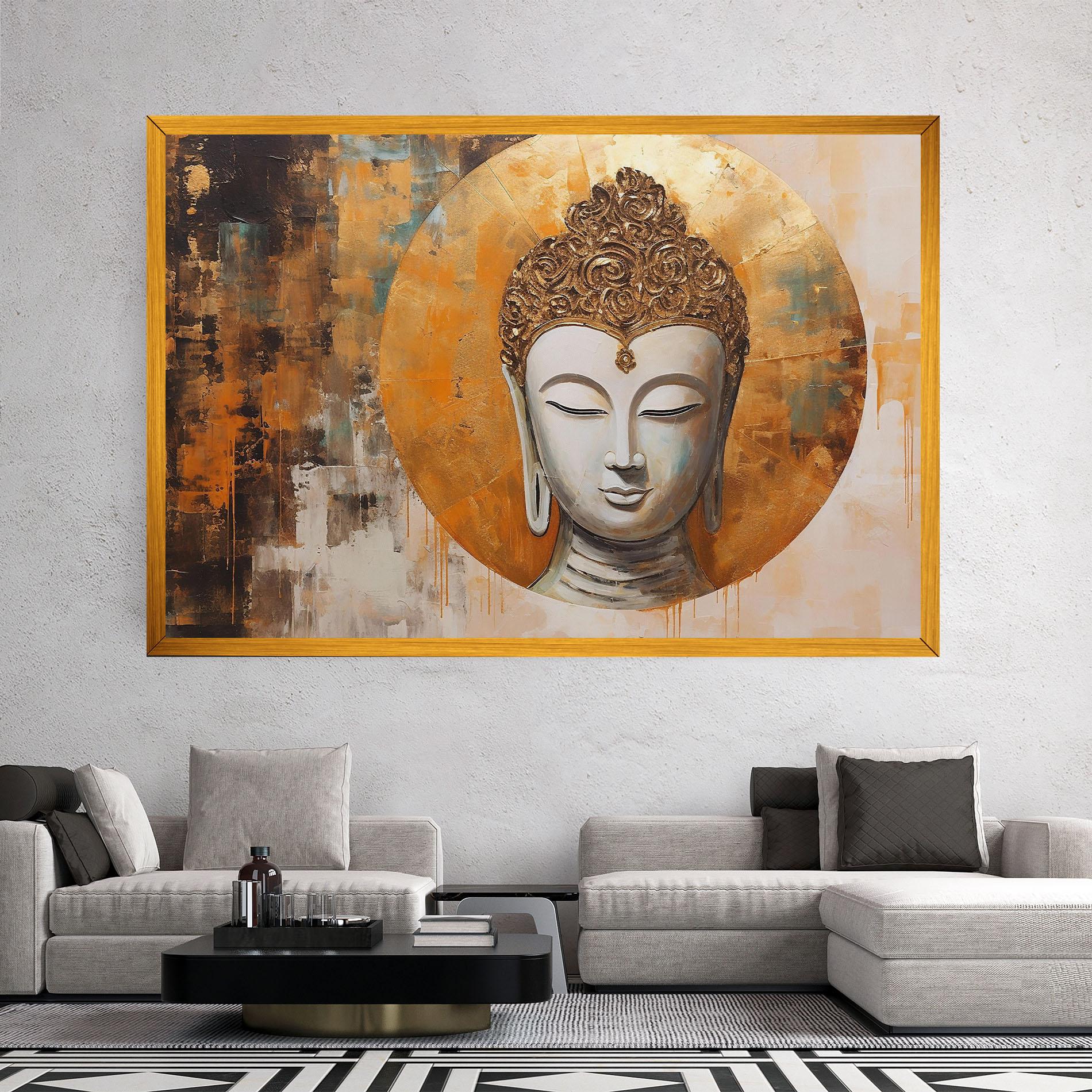 Tablou Canvas Cream Circle Buddha mockup 2