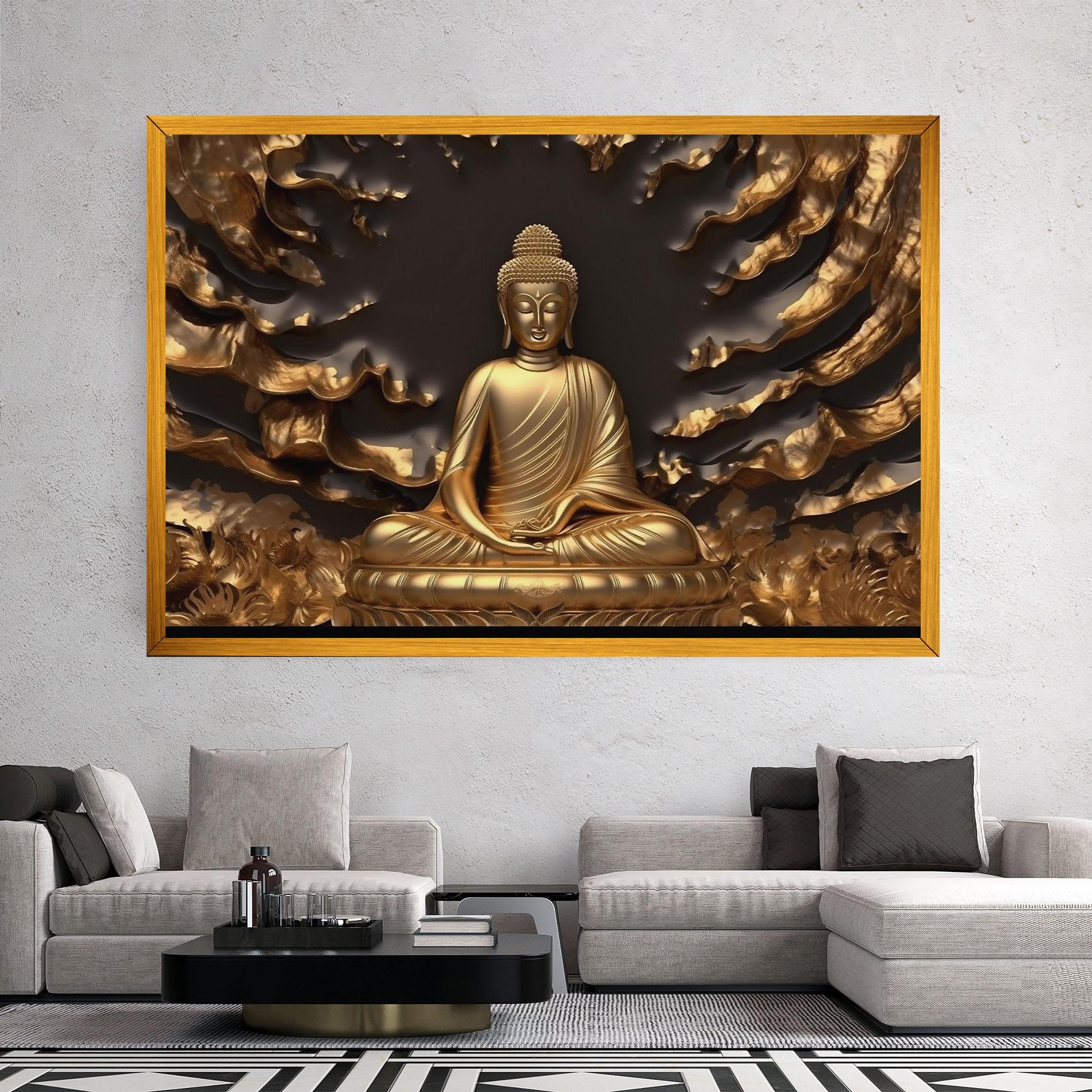 Tablou Canvas Gold 3d Buddha mockup 2