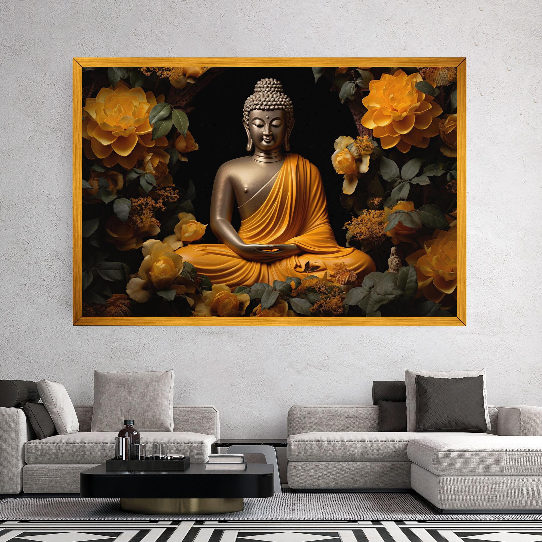 Tablou Canvas Gold Buddha Flower mockup 2