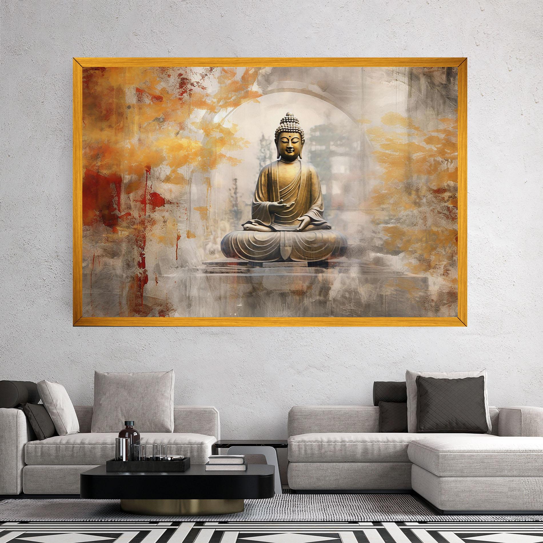 Tablou Canvas Grey Gold Buddha mockup 2