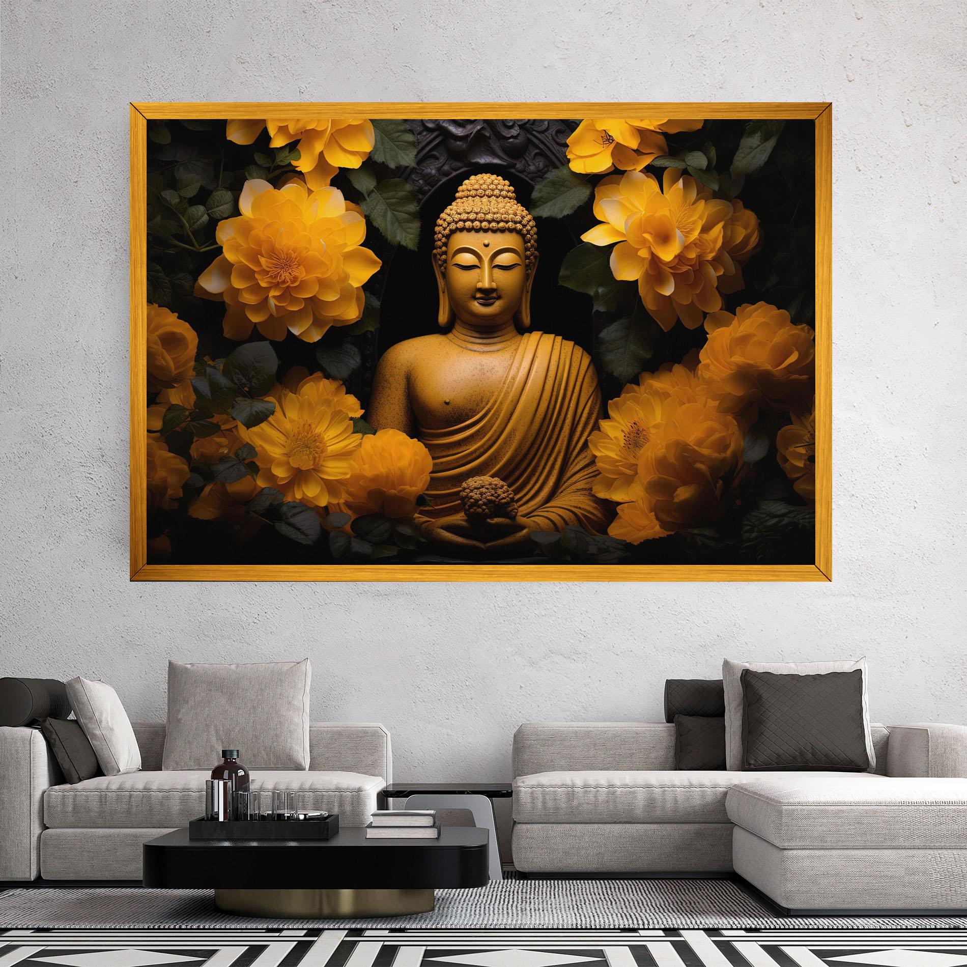 Tablou Canvas Vecteezy_buddha Statue Surrounded By Yellow Flowers Ai Generated_27745002_860 mockup 2
