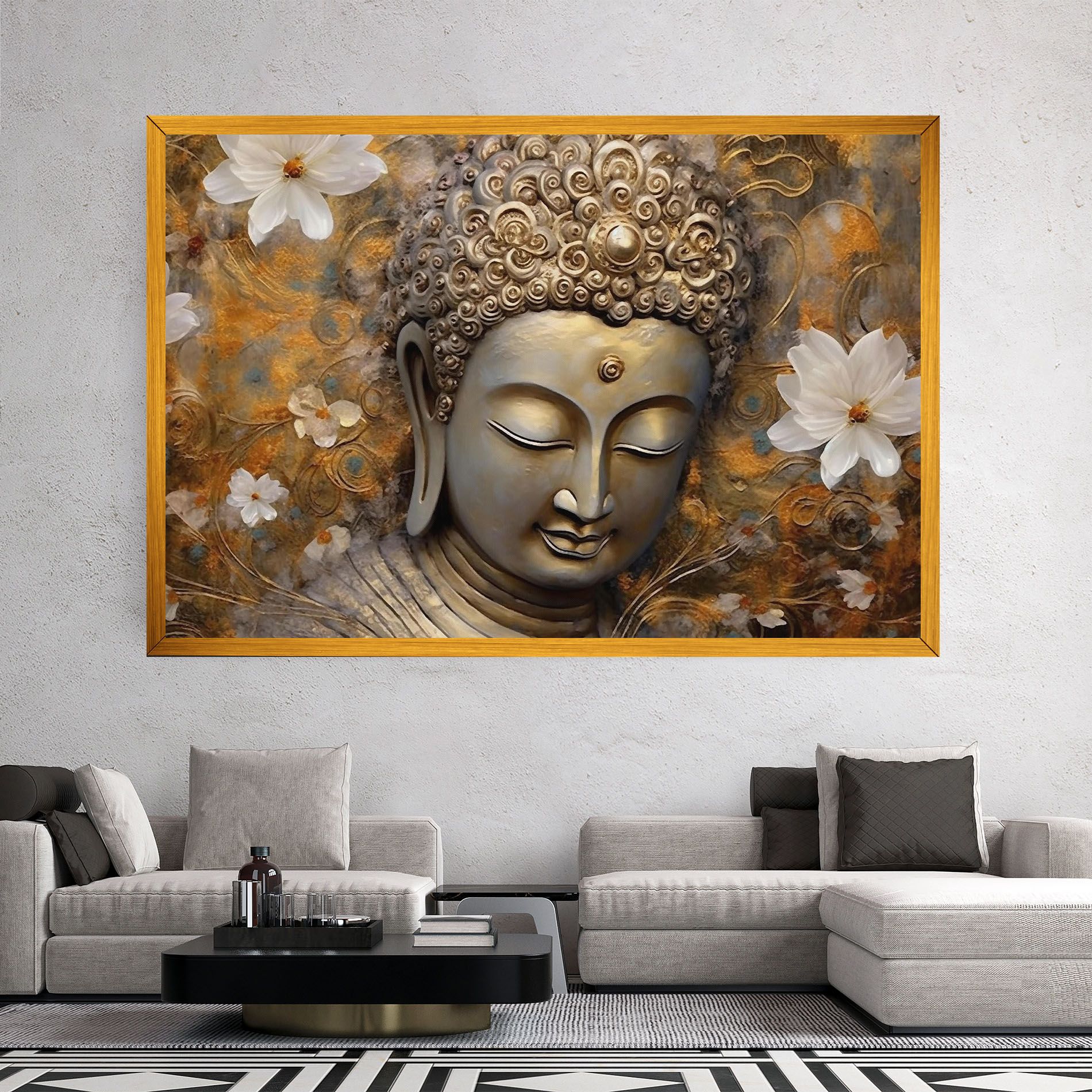 White Flower Buddha Art mockup 2