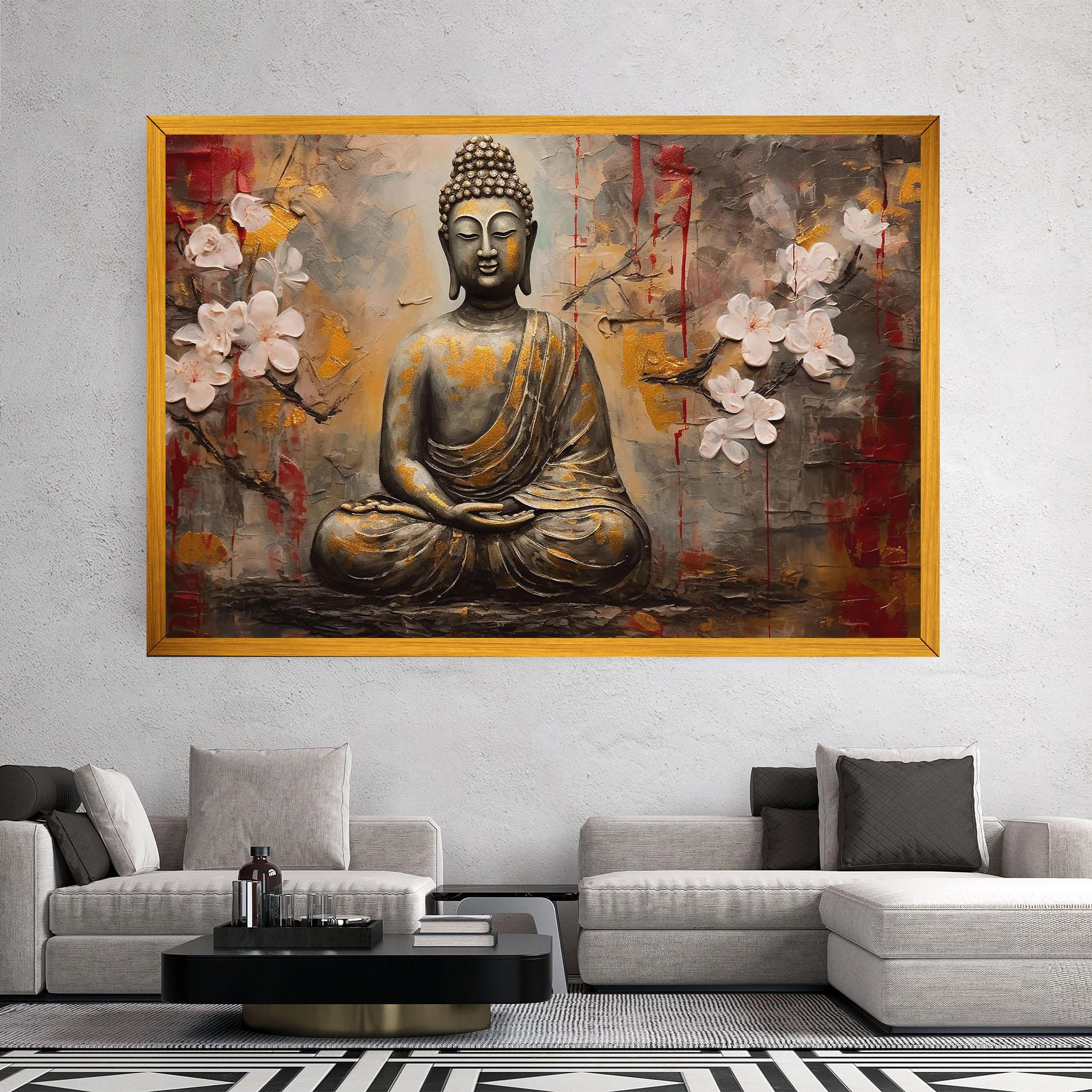 Tablou Canvas White Red Buddha mockup 2
