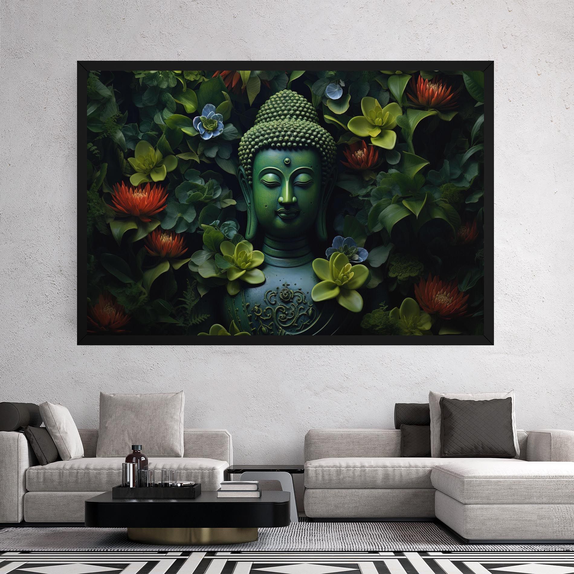Blue Light Buddha mockup 2