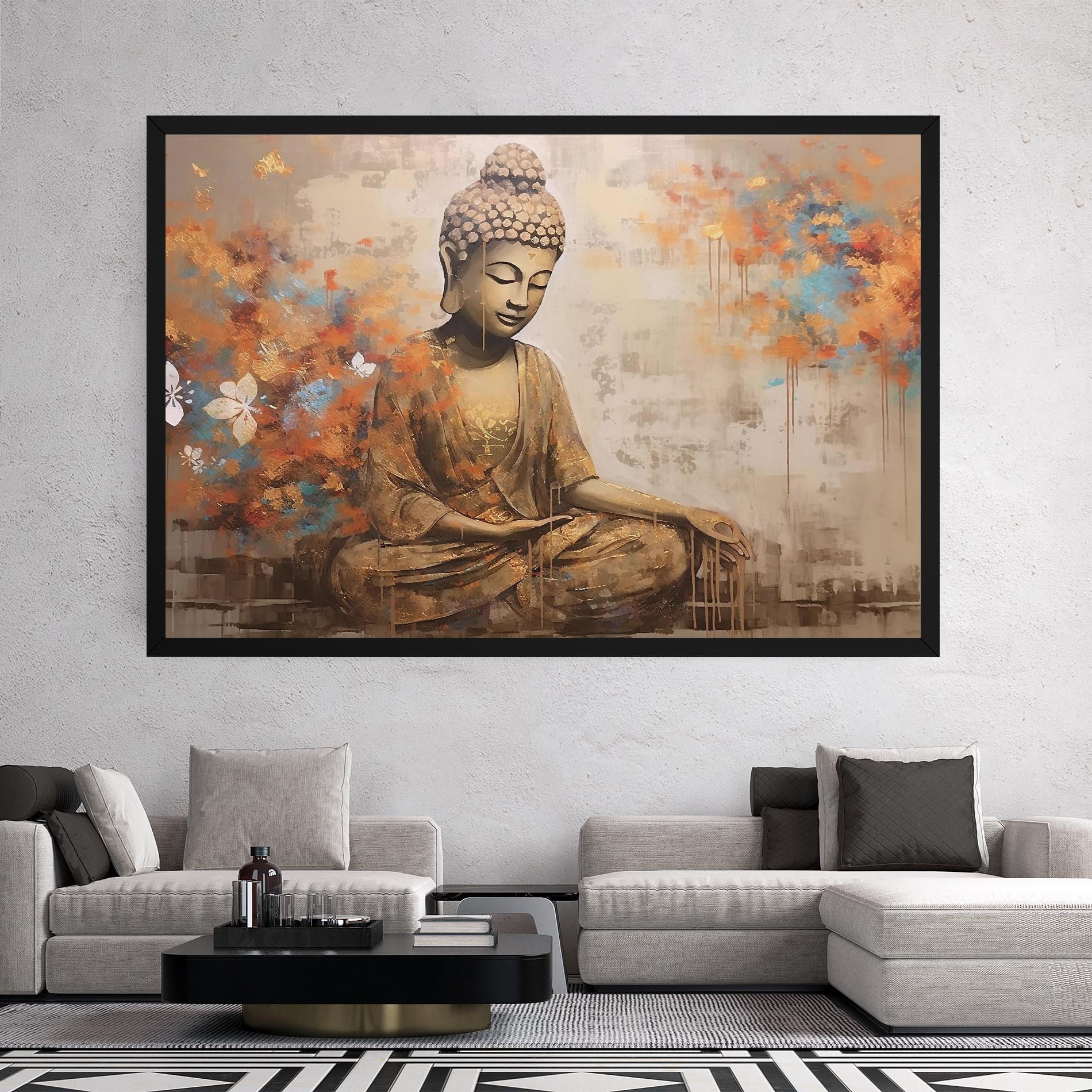 Tablou Canvas Buddha Cream Blue mockup 2