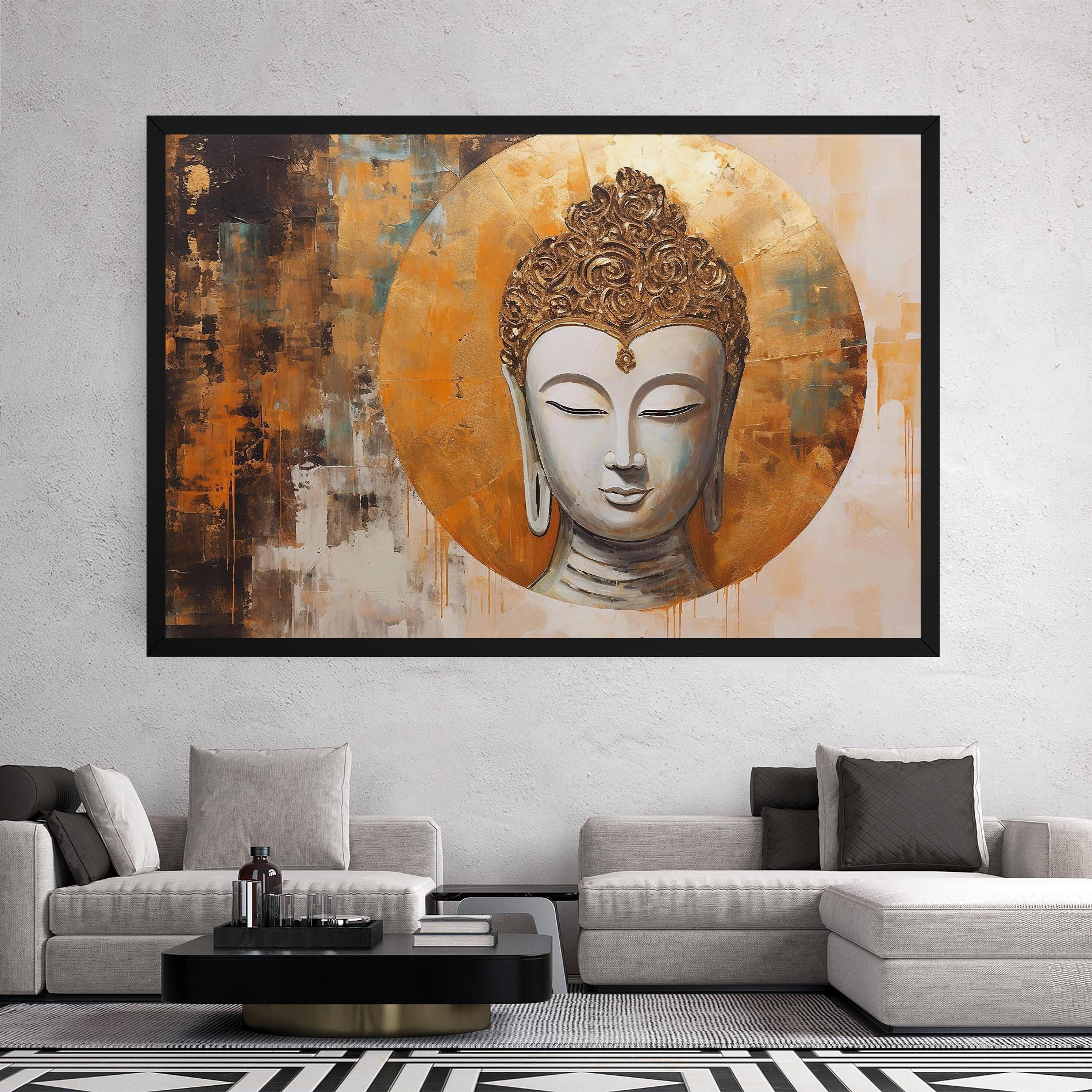 Tablou Canvas Cream Circle Buddha mockup 2
