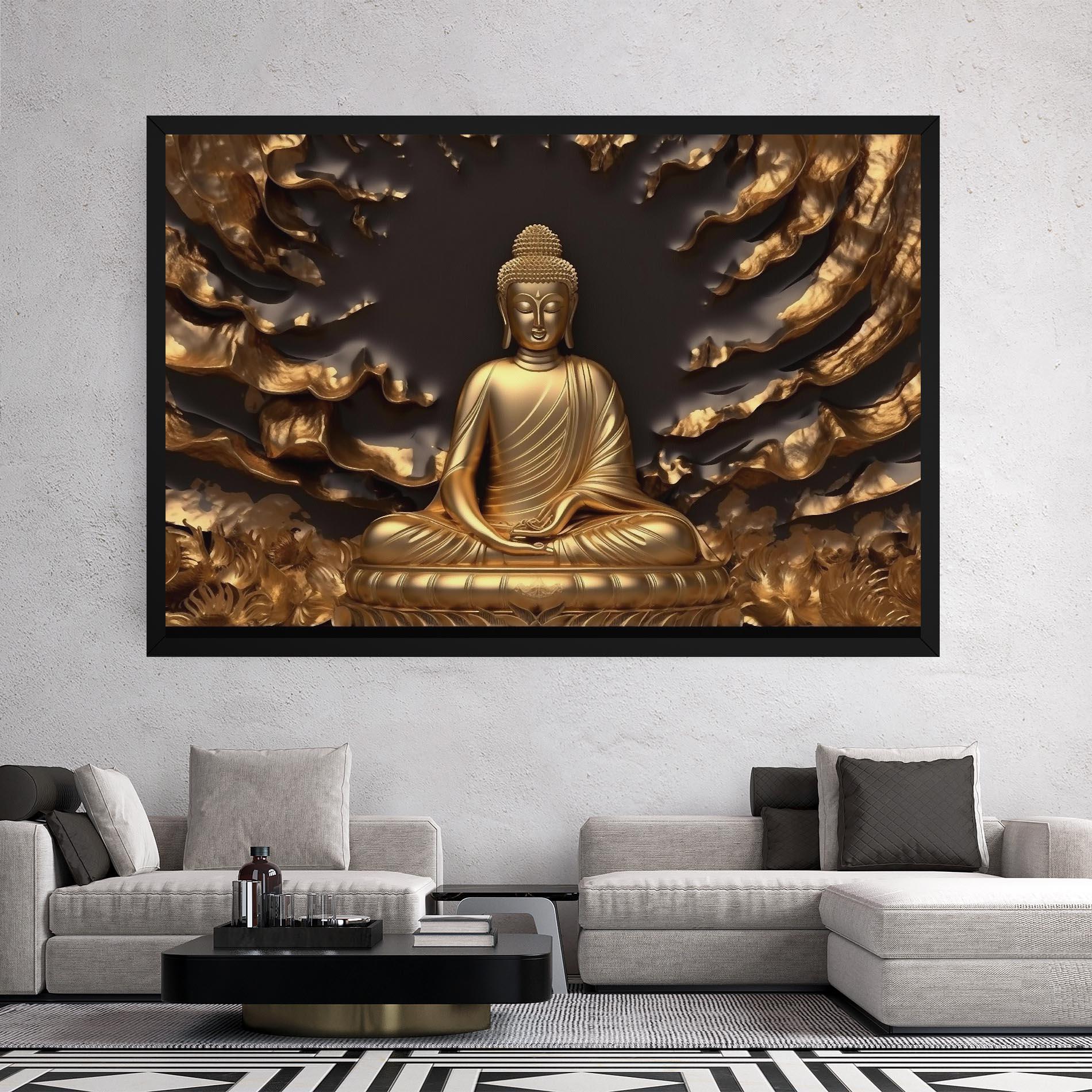 Tablou Canvas Gold 3d Buddha mockup 2