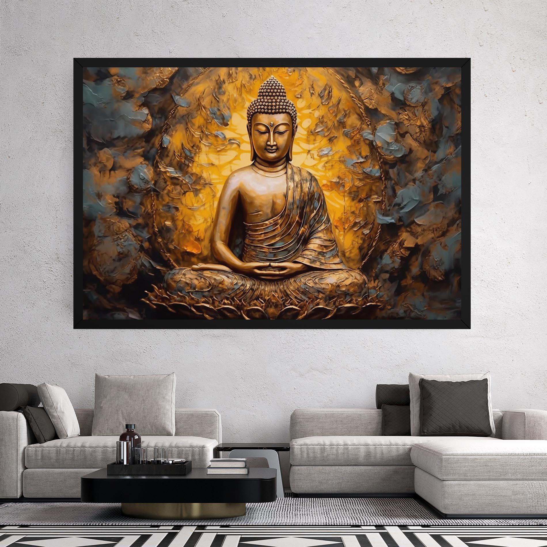 Tablou Canvas Gold Grey Buddha mockup 2