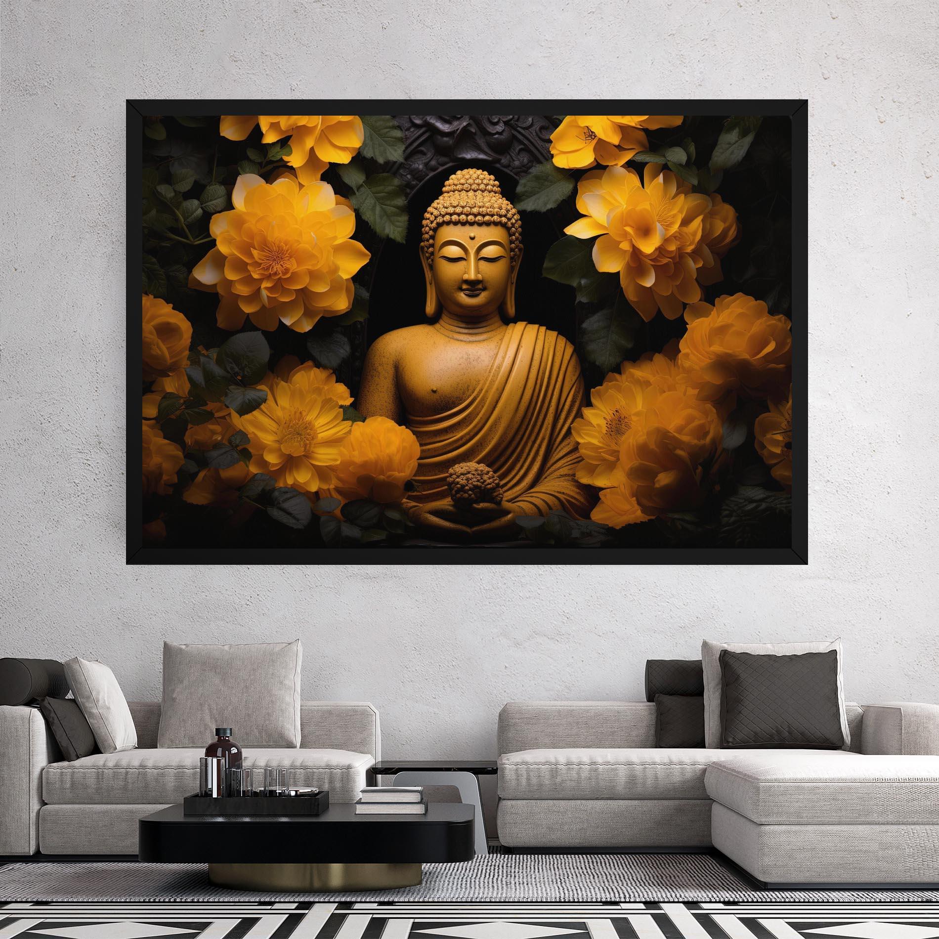 Tablou Canvas Vecteezy_buddha Statue Surrounded By Yellow Flowers Ai Generated_27745002_860 mockup 2