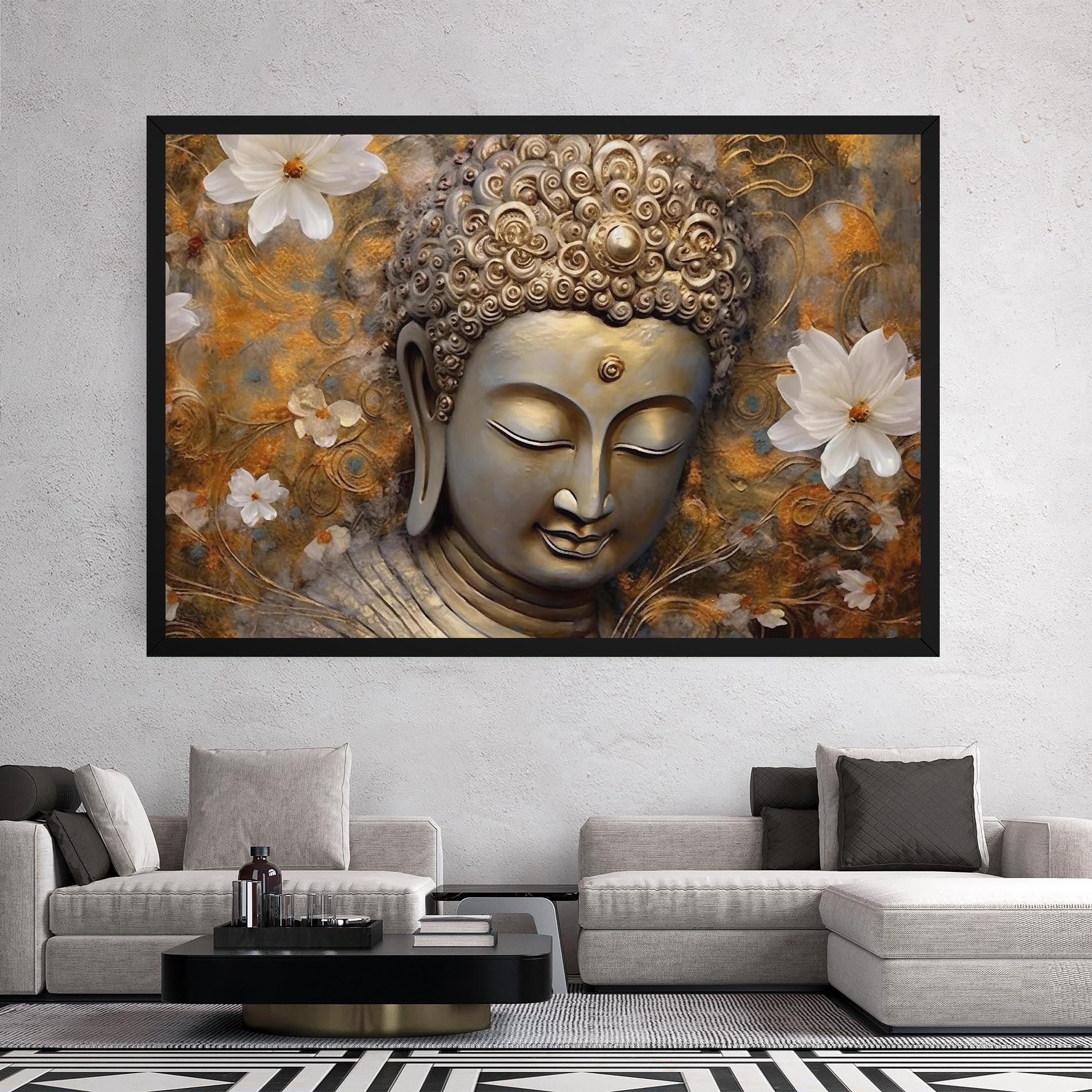 White Flower Buddha Art mockup 2