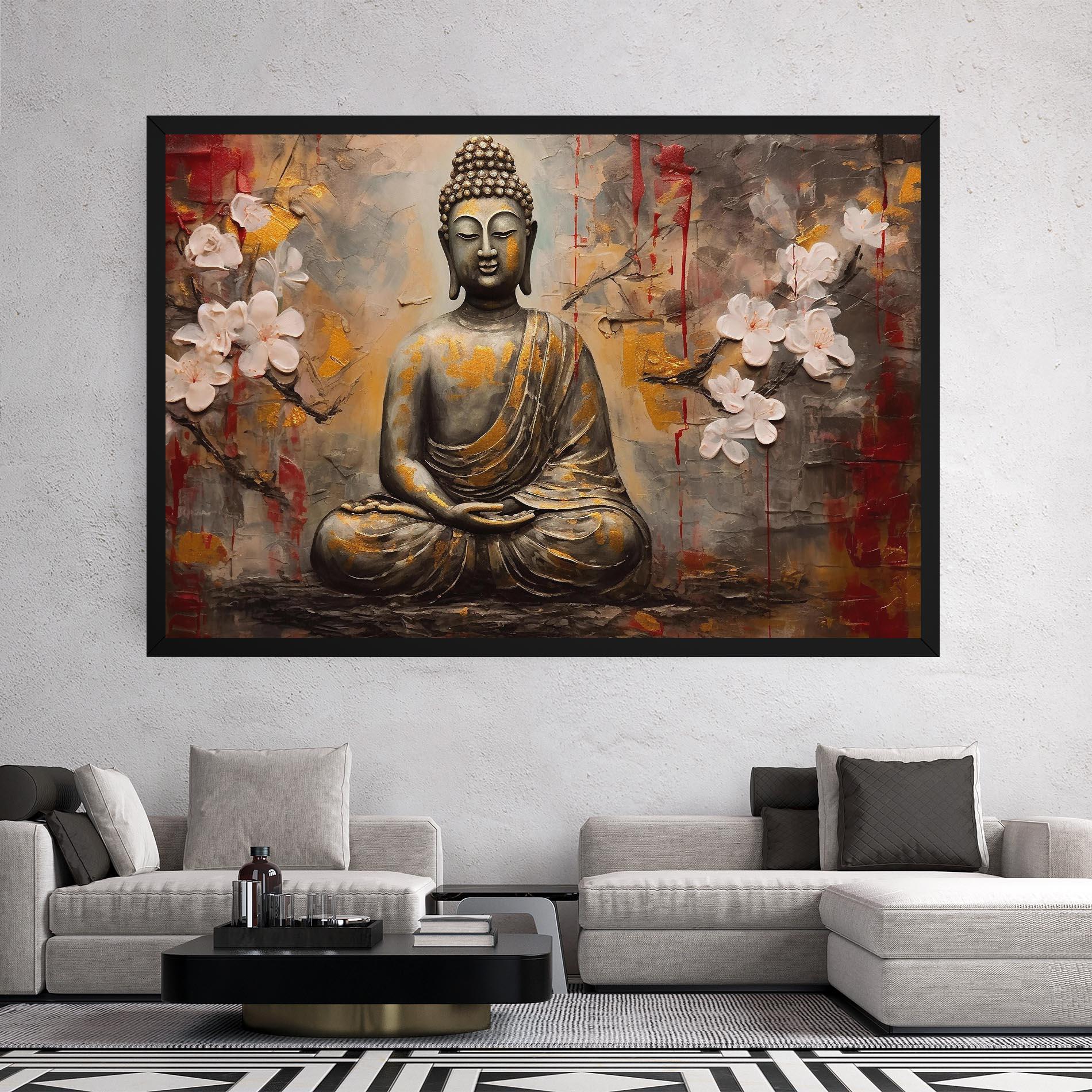 Tablou Canvas White Red Buddha mockup 2
