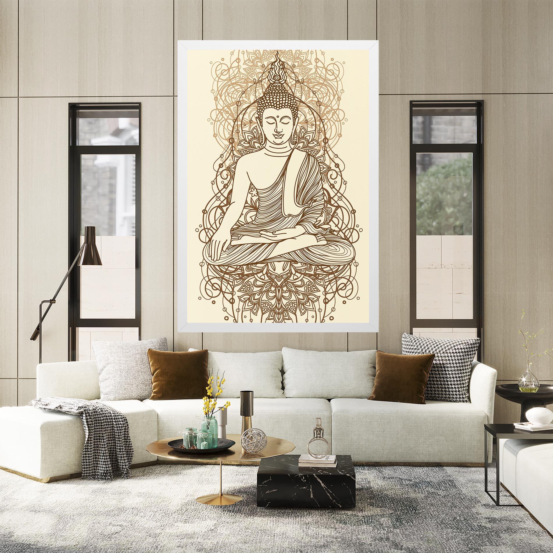 Tablou Canvas Brown Line Buddha mockup 2