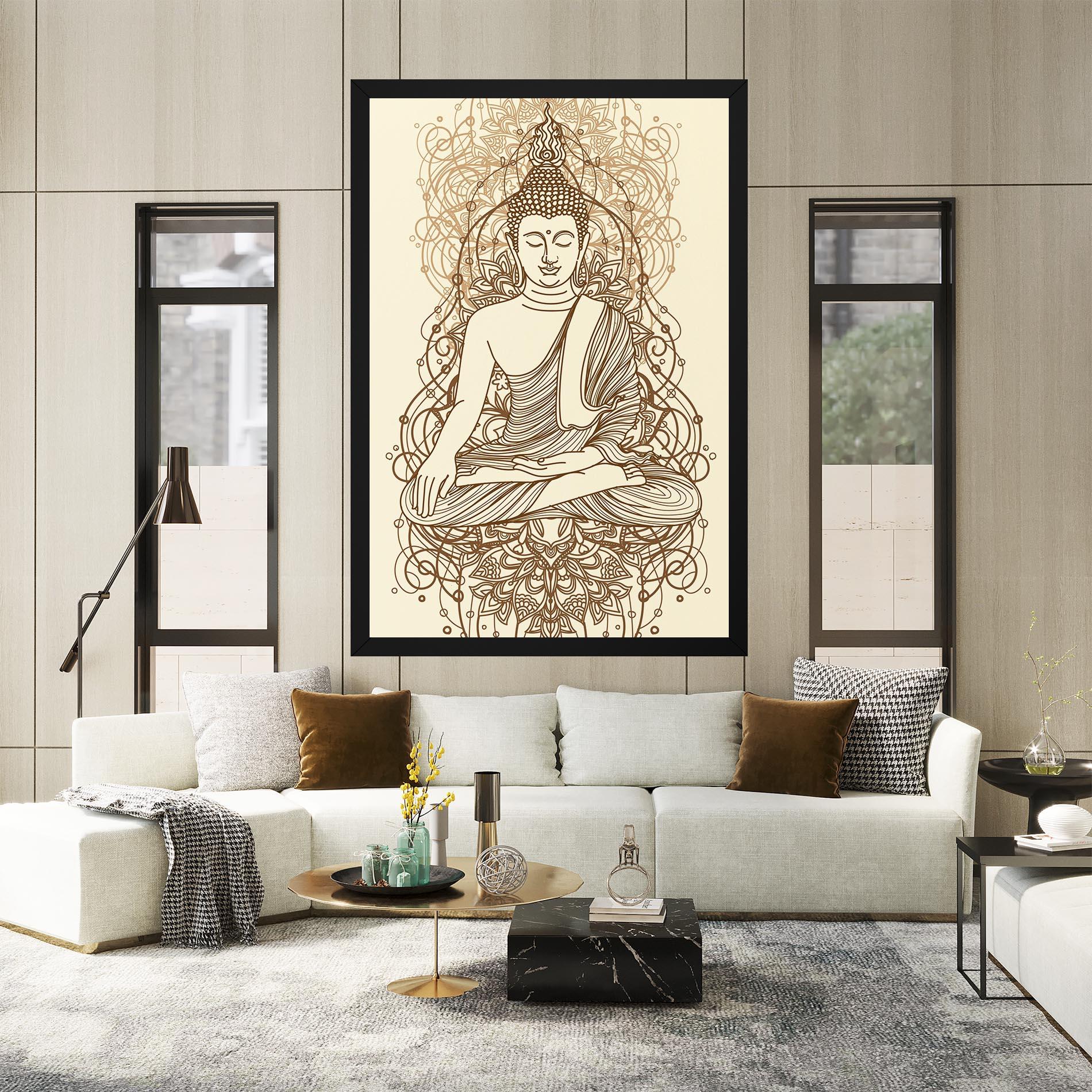 Tablou Canvas Brown Line Buddha mockup 2