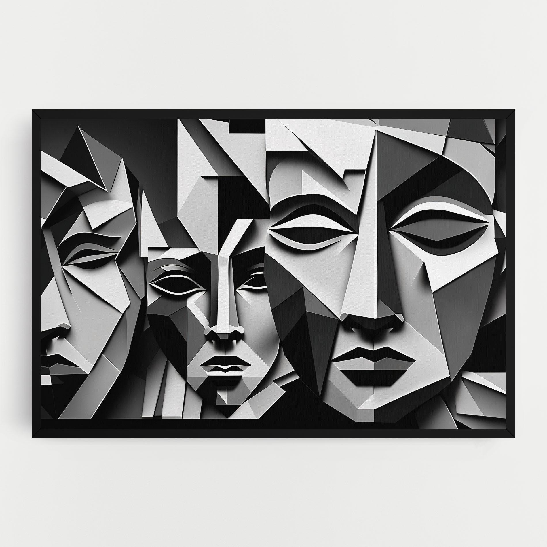 Tablou Canvas Grey Faces Collage mockup 0