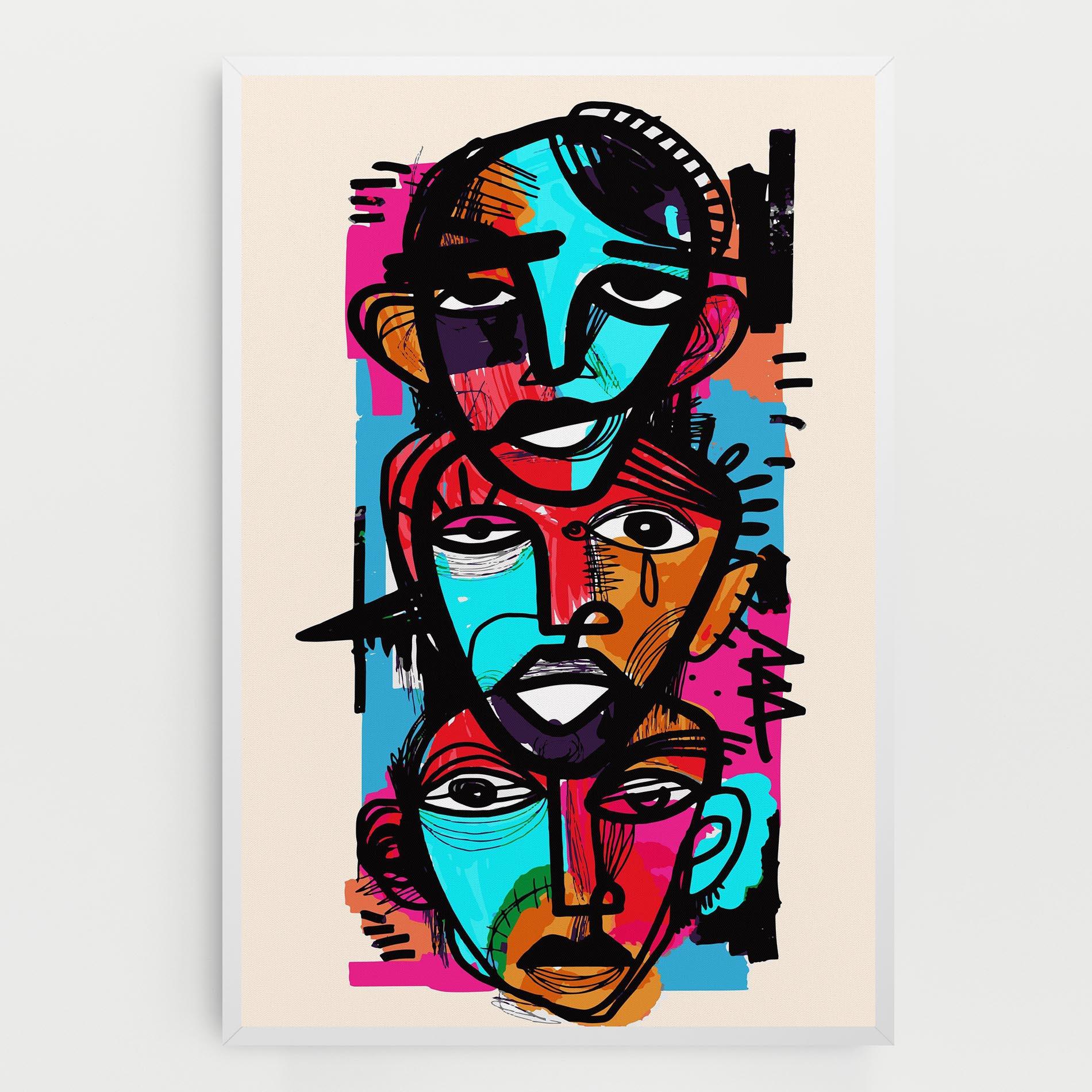 Tablou Canvas Blue Orange Faces mockup 0