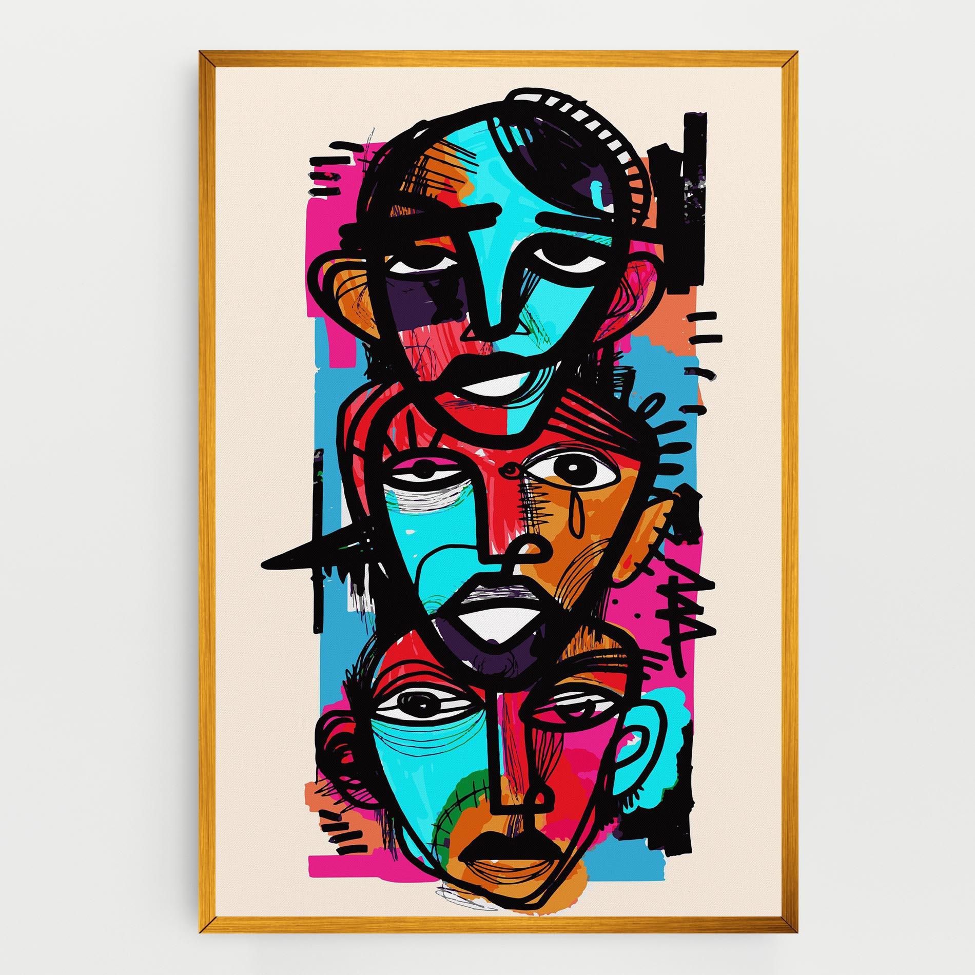 Tablou Canvas Blue Orange Faces mockup 0