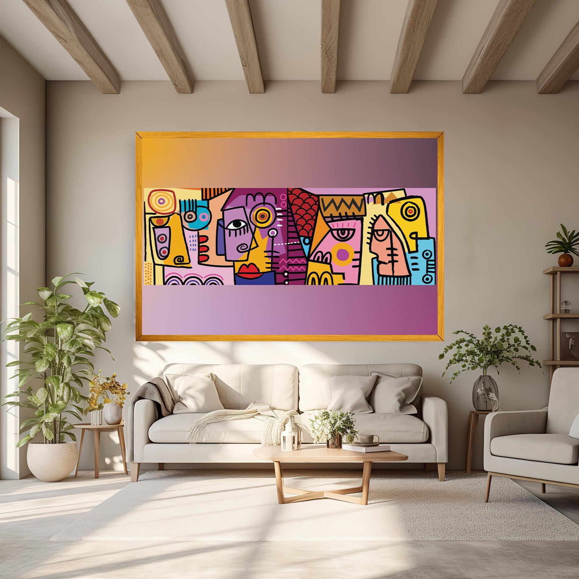 Tablou Canvas Face Group Purple mockup 6