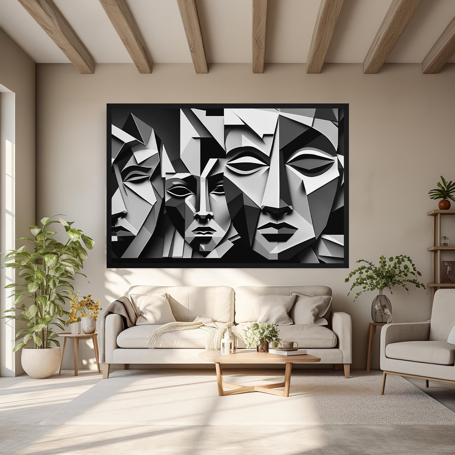 Tablou Canvas Grey Faces Collage mockup 6