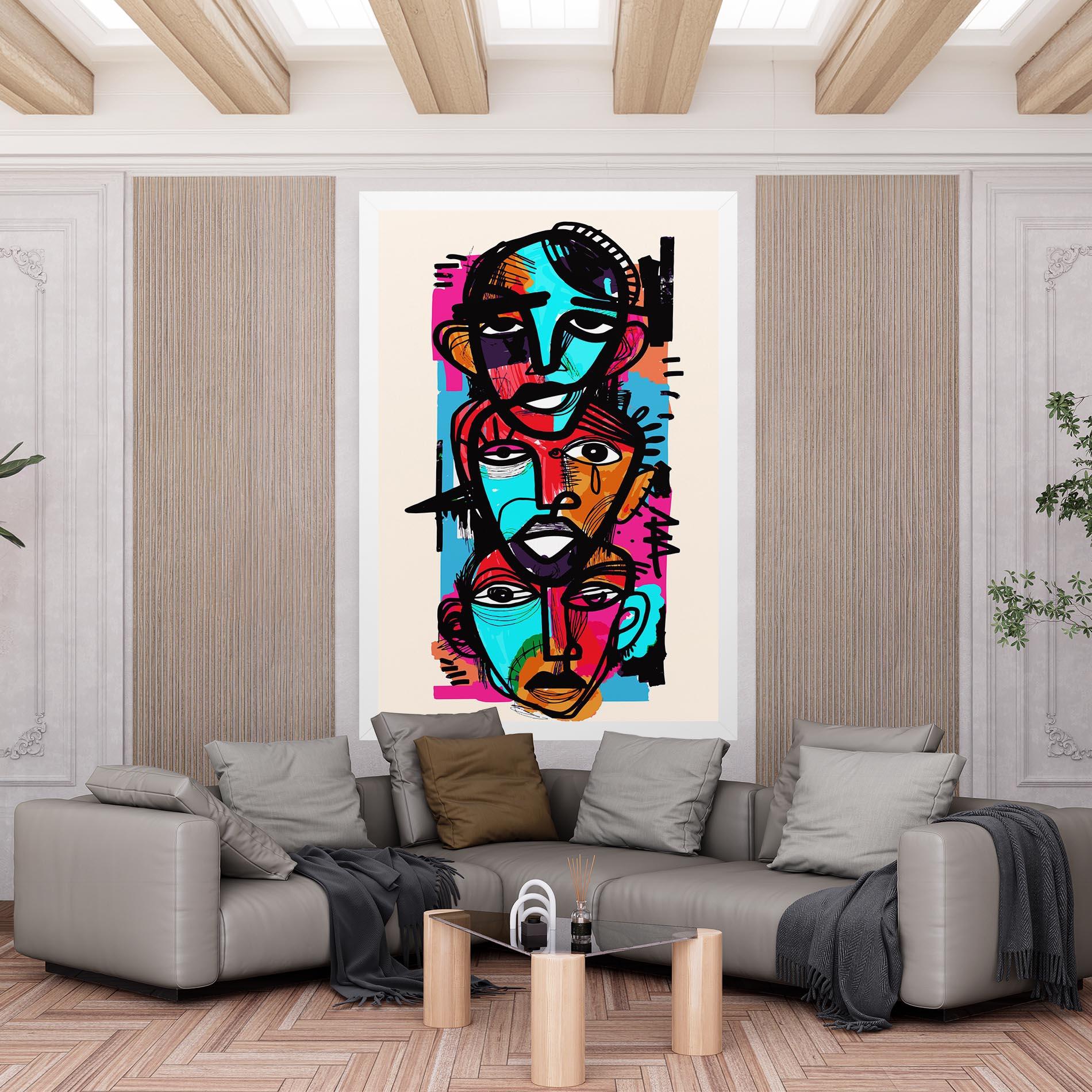 Tablou Canvas Blue Orange Faces mockup 6