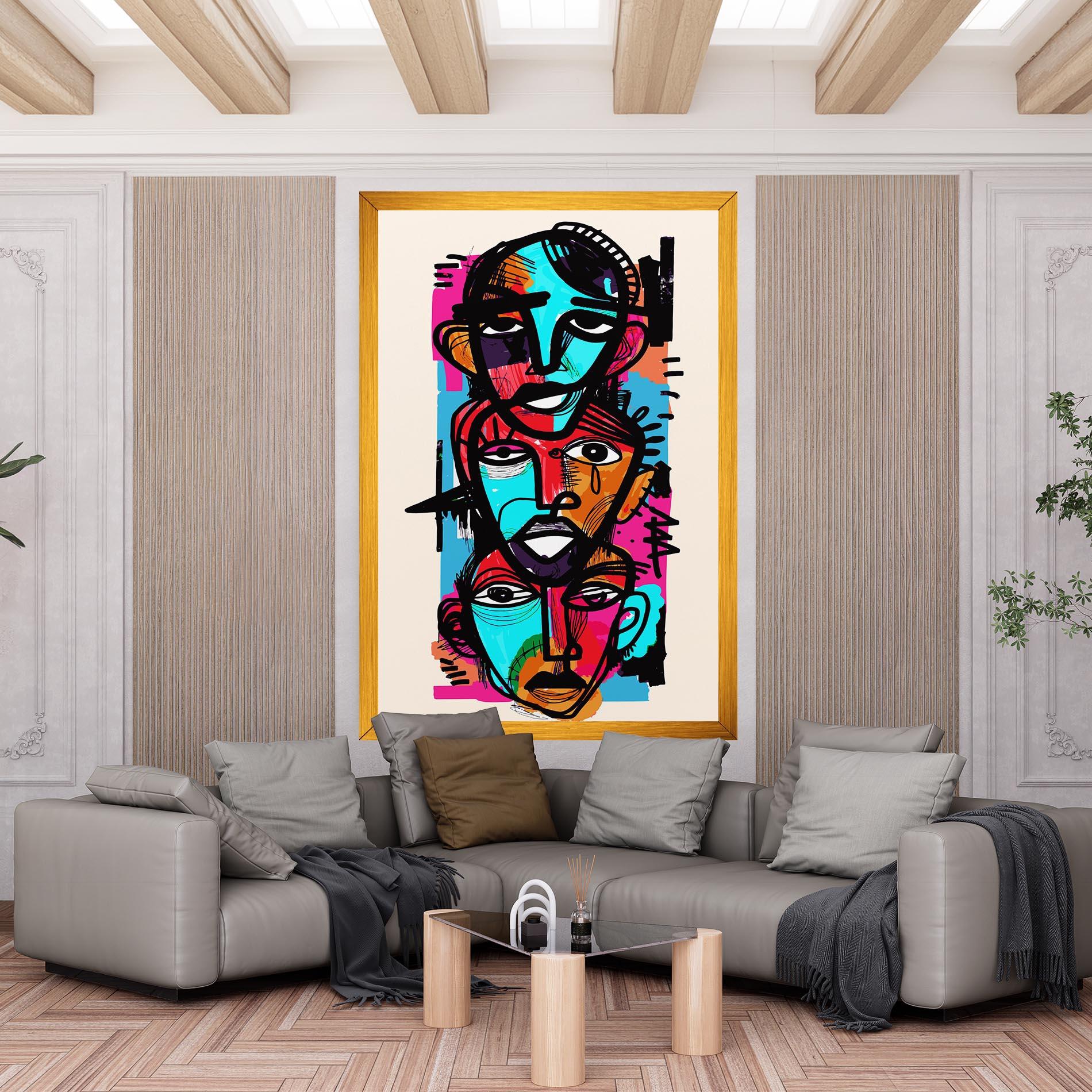 Tablou Canvas Blue Orange Faces mockup 6