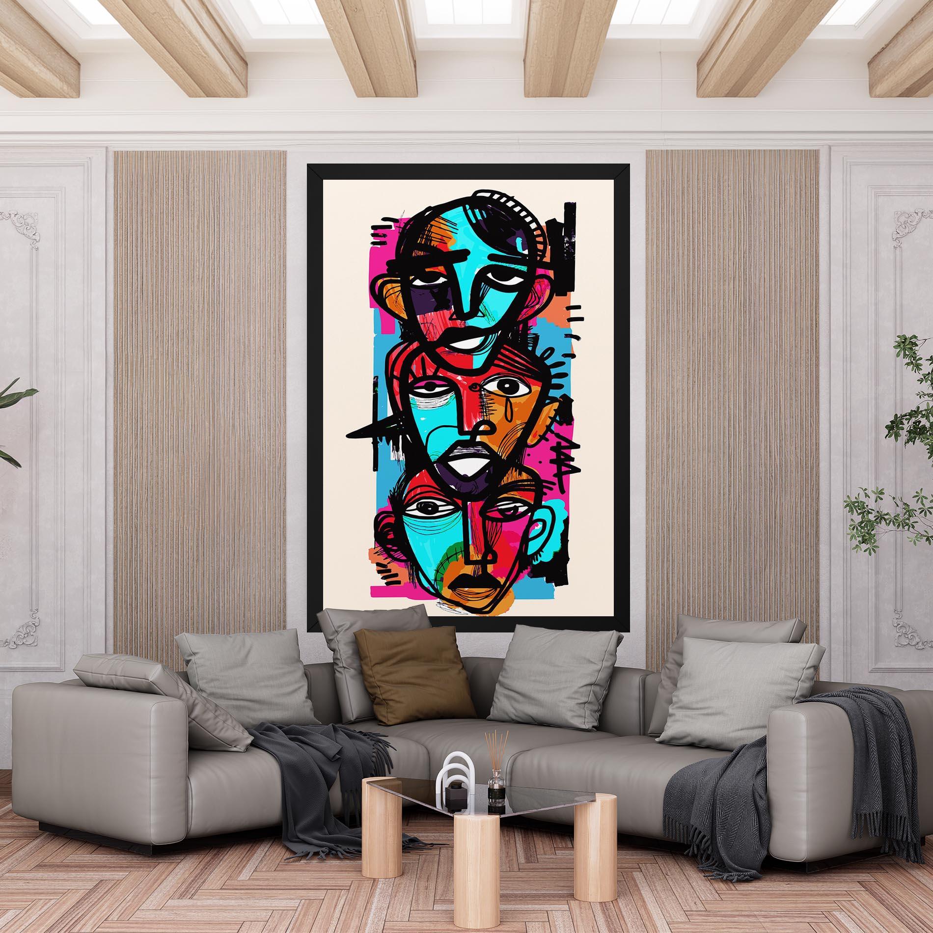 Tablou Canvas Blue Orange Faces mockup 6