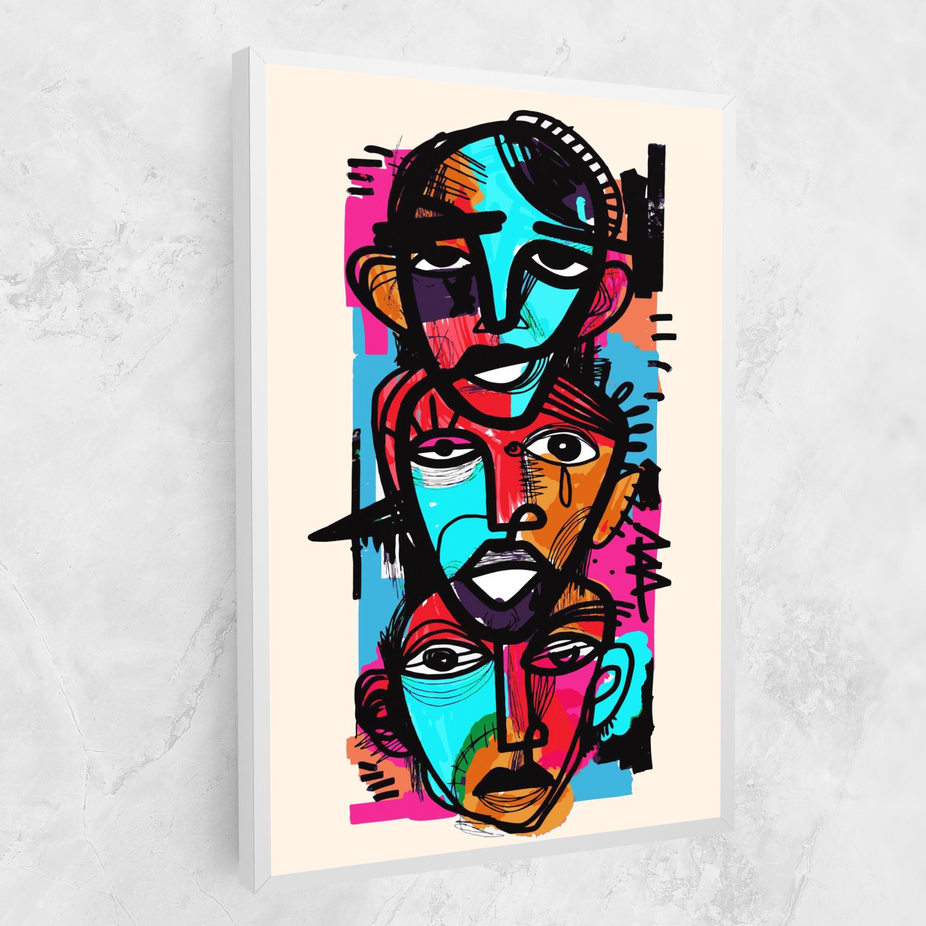 Tablou Canvas Blue Orange Faces mockup 1