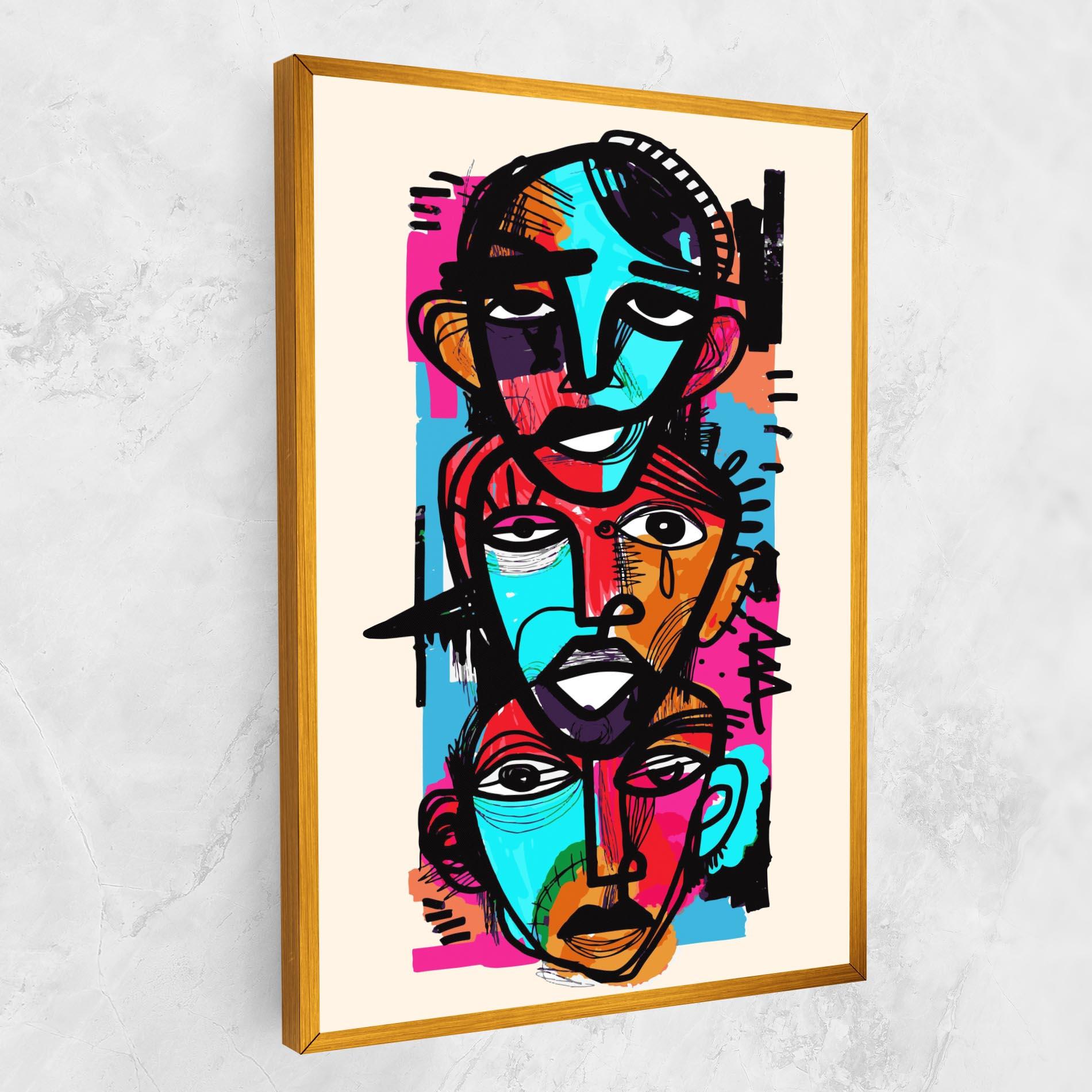 Tablou Canvas Blue Orange Faces mockup 1