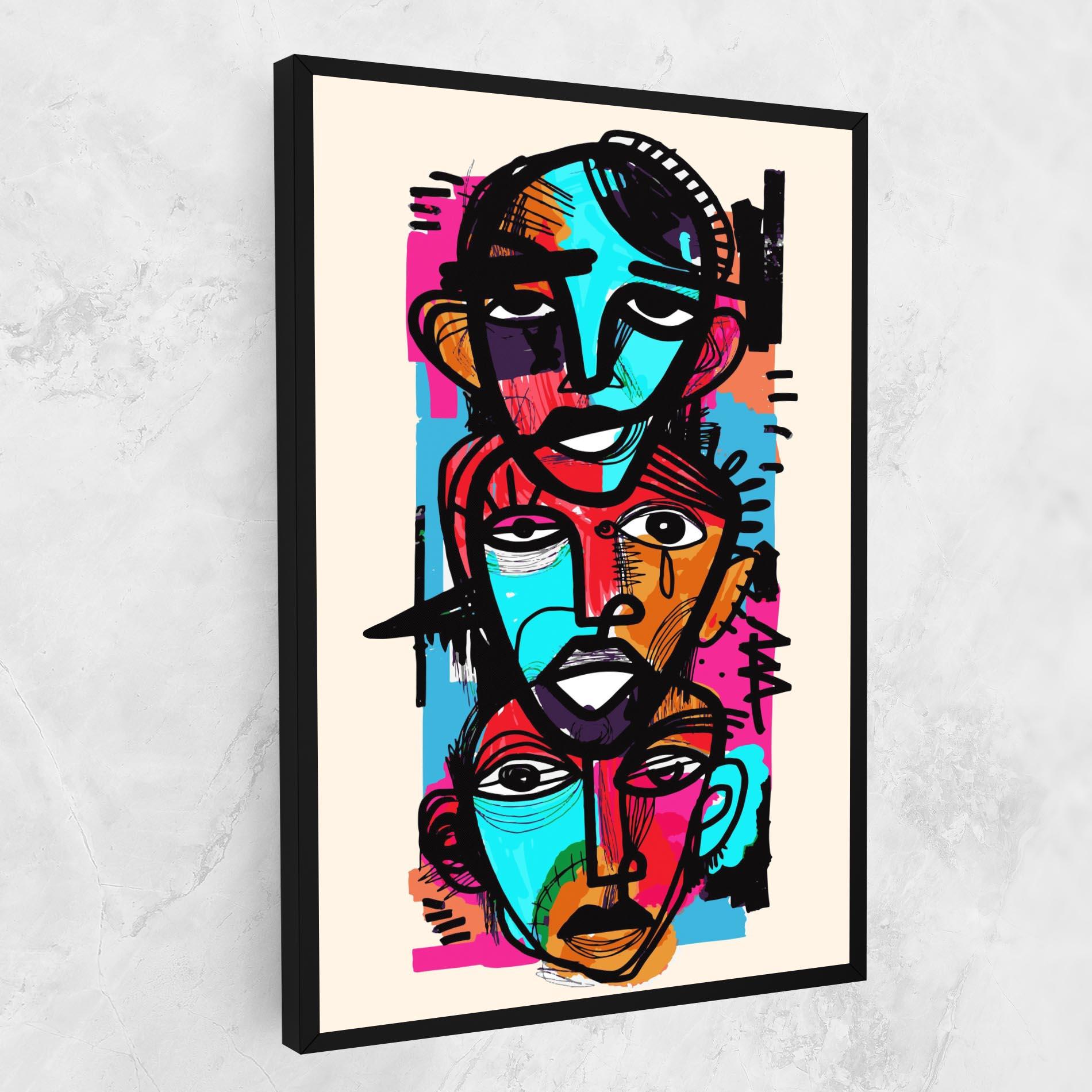 Tablou Canvas Blue Orange Faces mockup 1