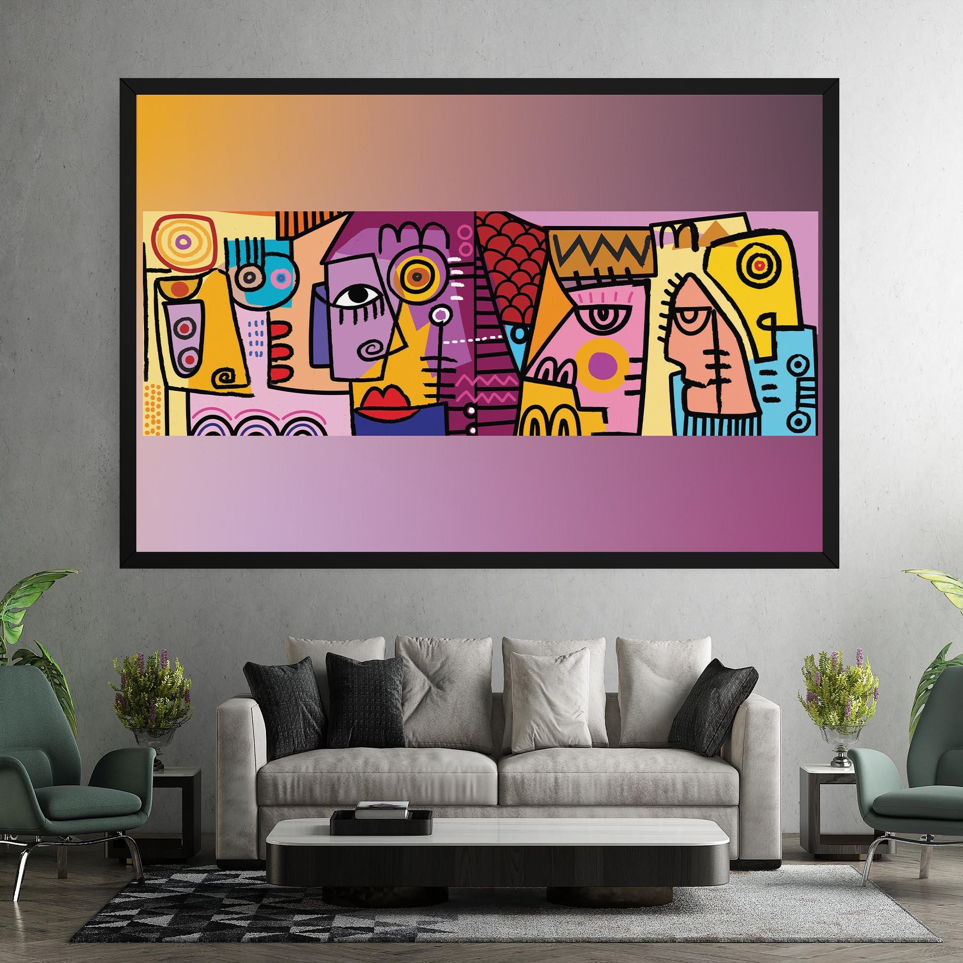 Tablou Canvas Face Group Purple mockup 7