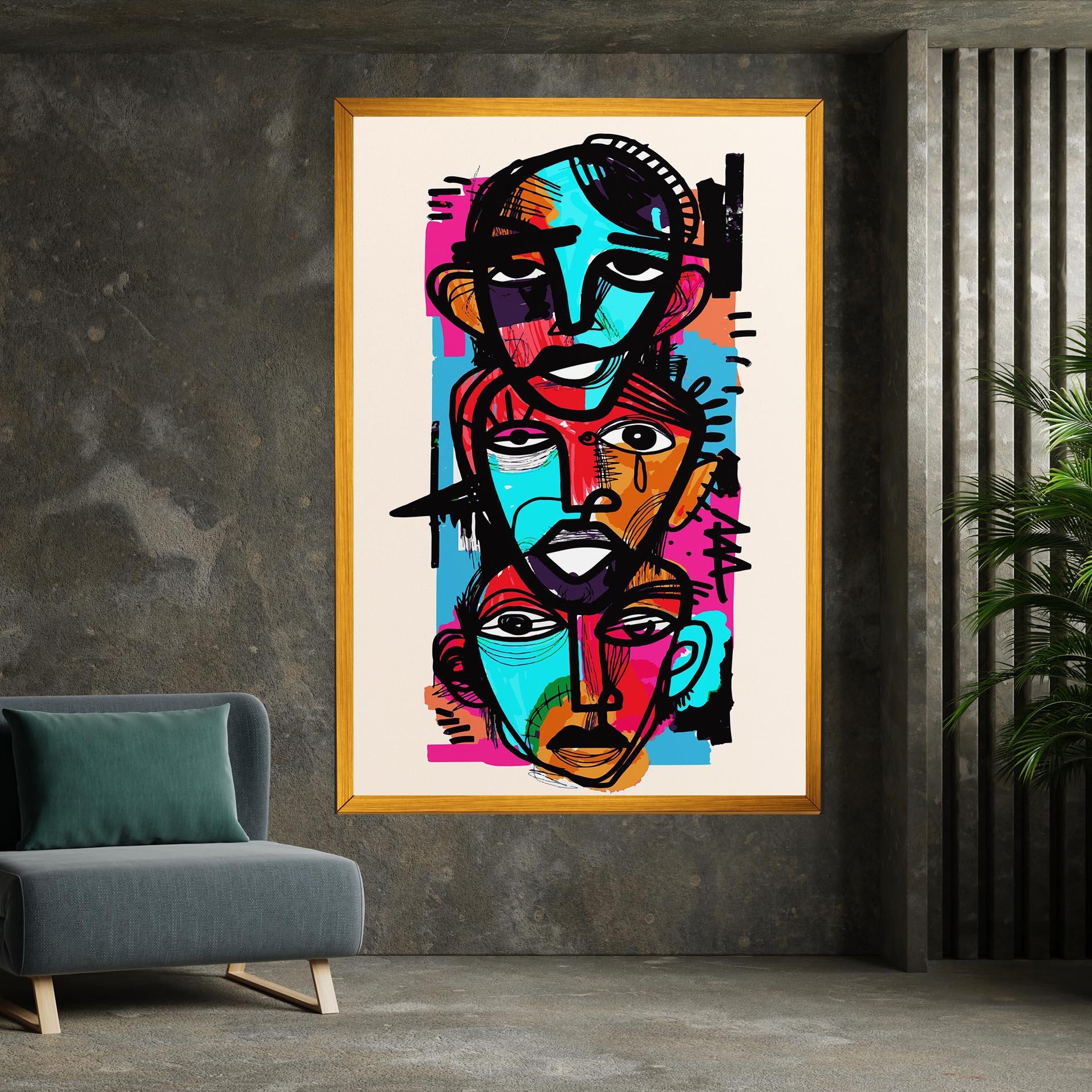 Tablou Canvas Blue Orange Faces mockup 7