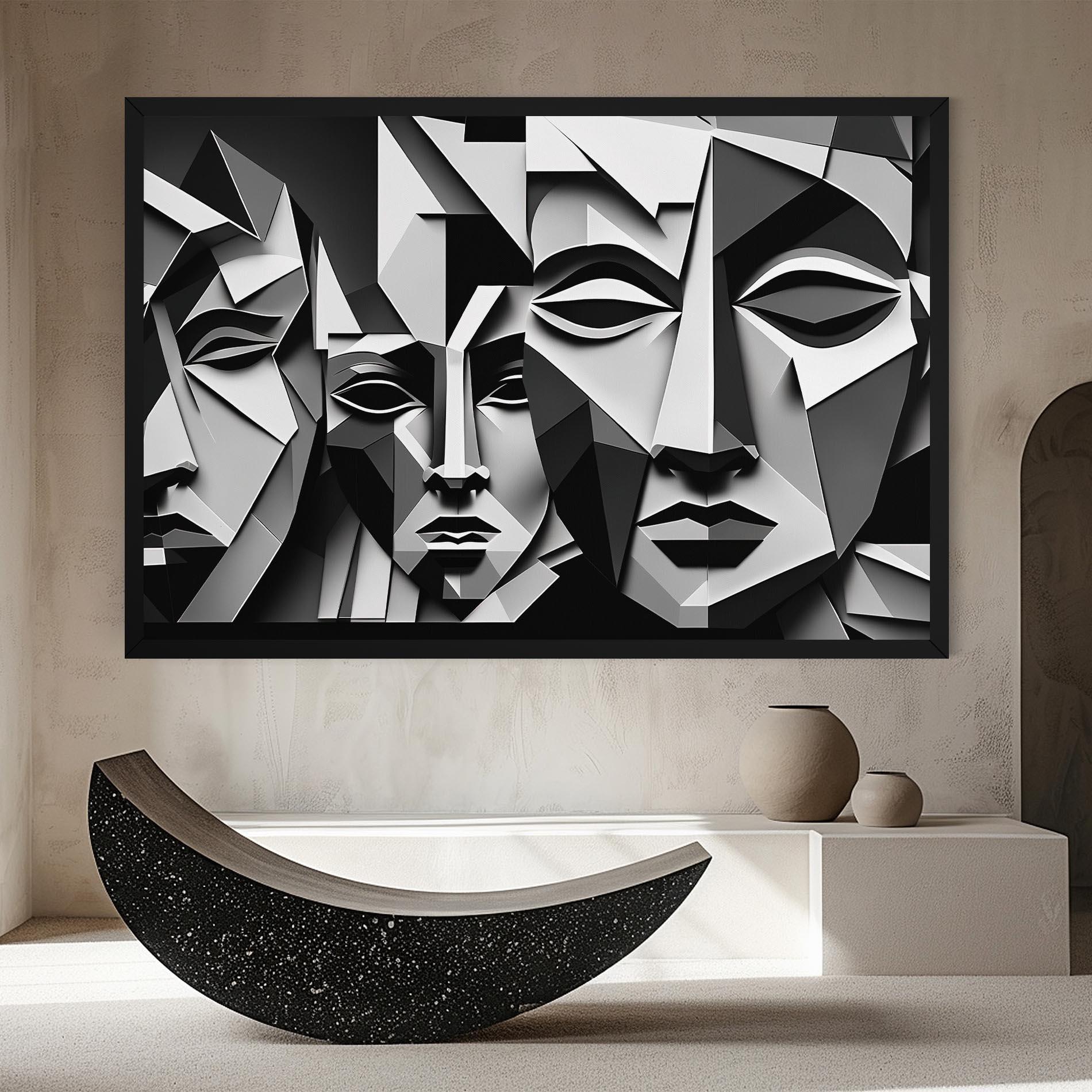 Tablou Canvas Grey Faces Collage mockup 8