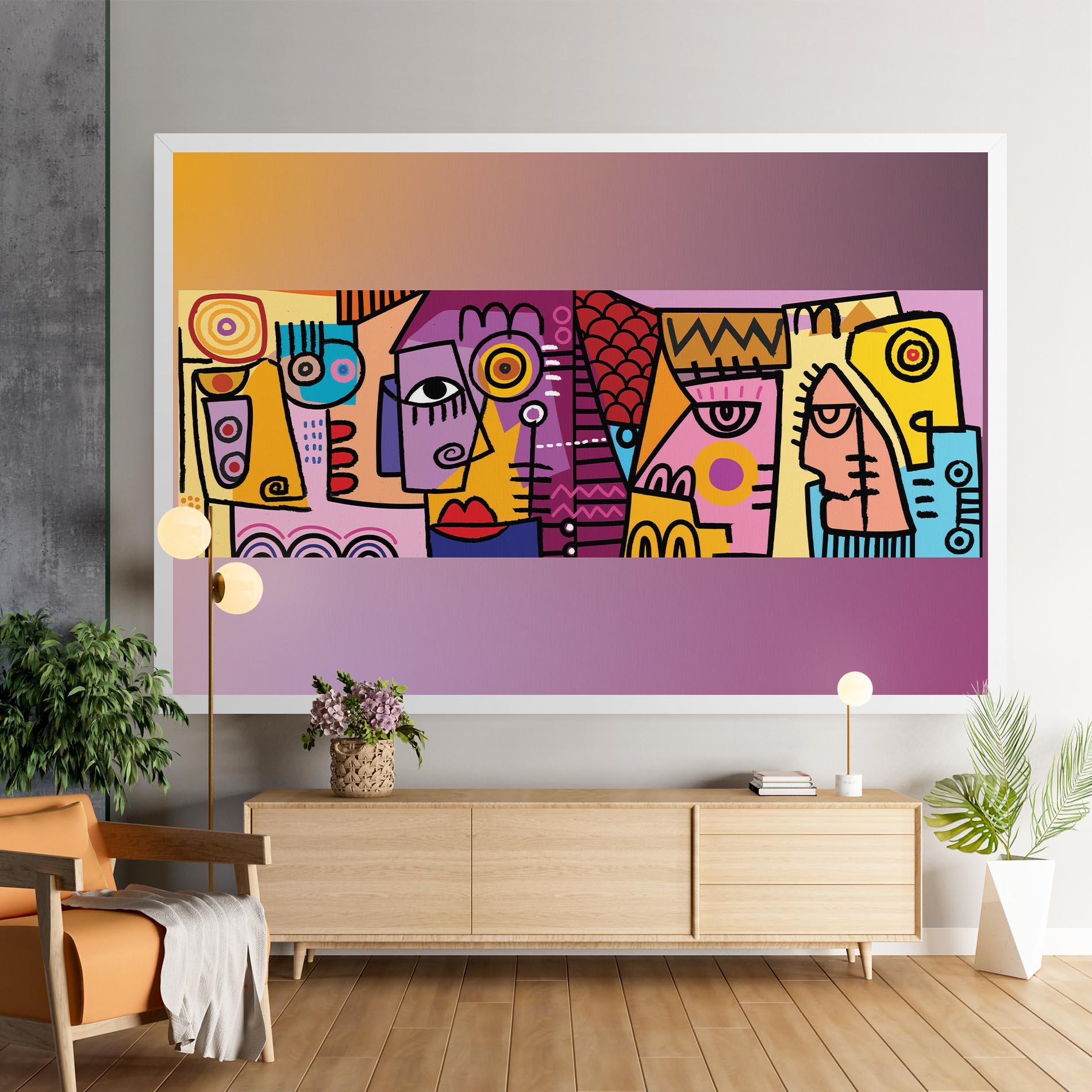 Tablou Canvas Face Group Purple mockup 9