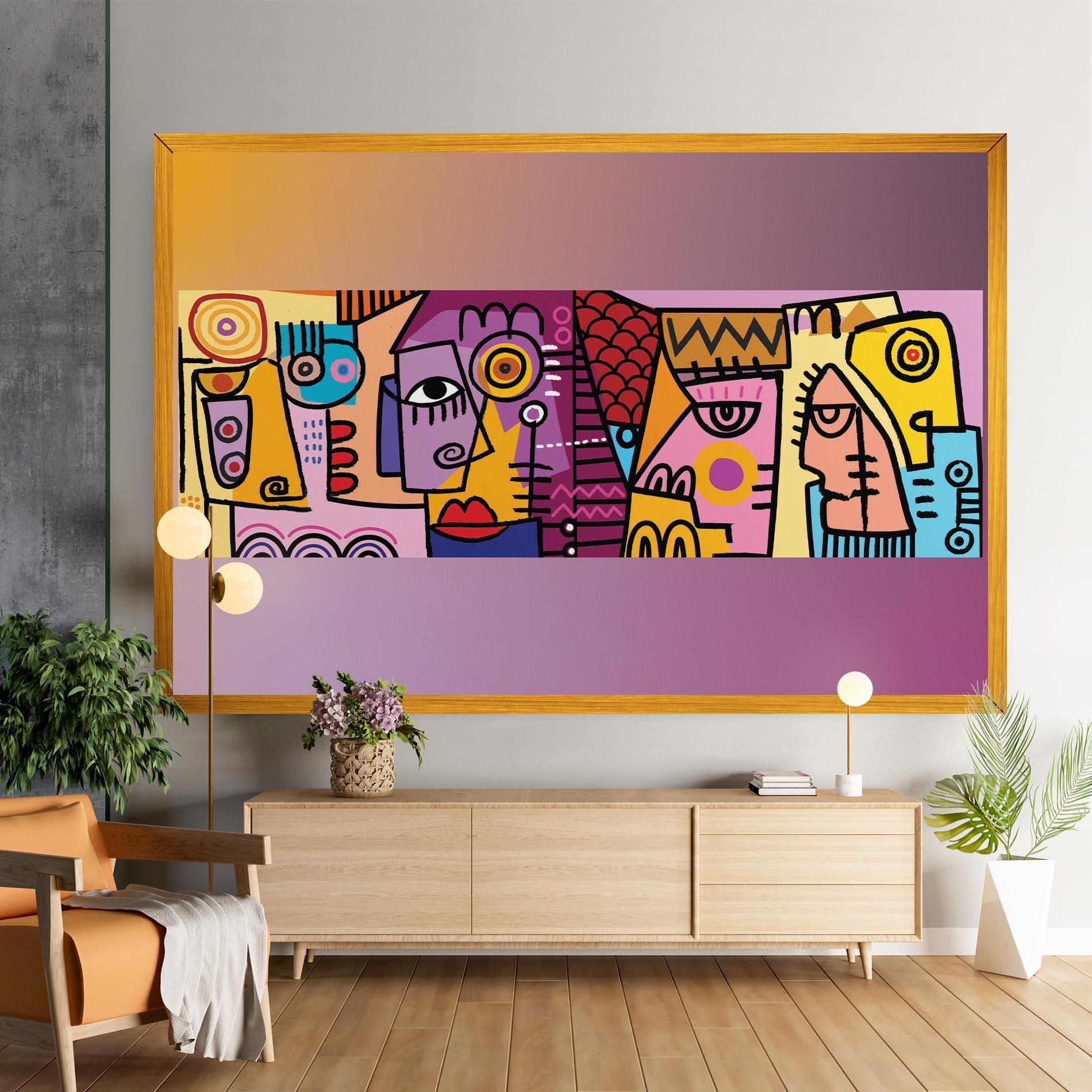 Tablou Canvas Face Group Purple mockup 9