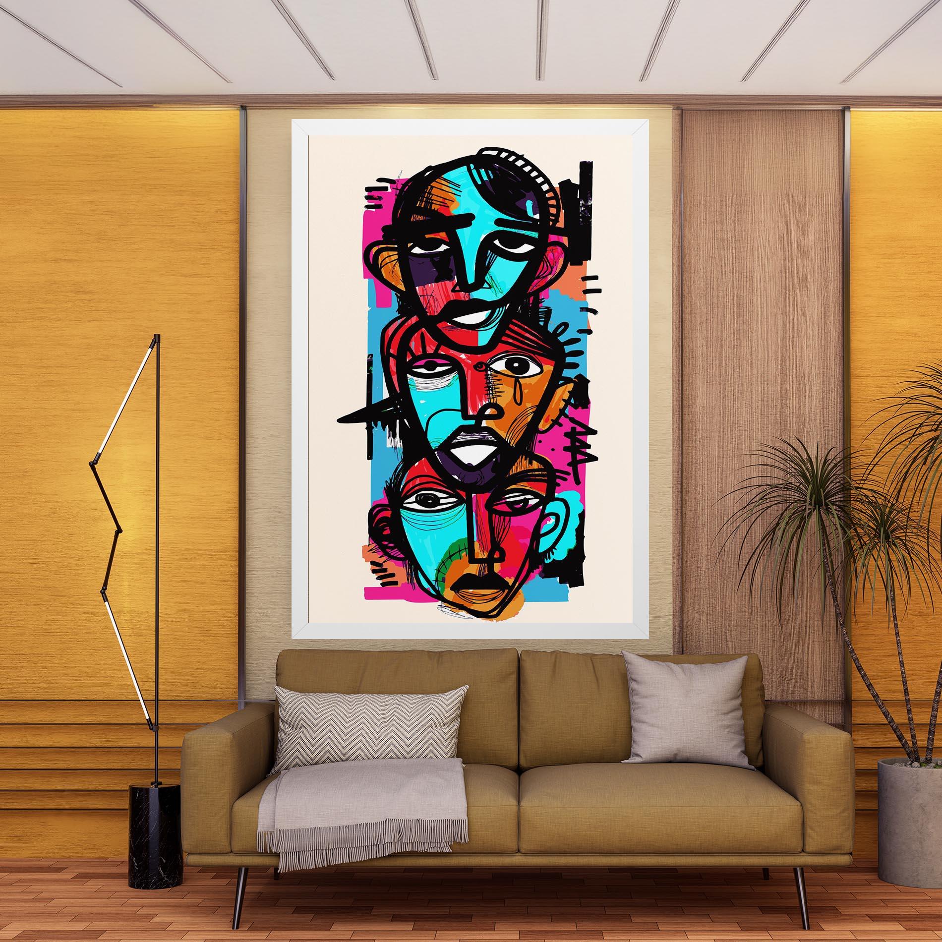 Tablou Canvas Blue Orange Faces mockup 9