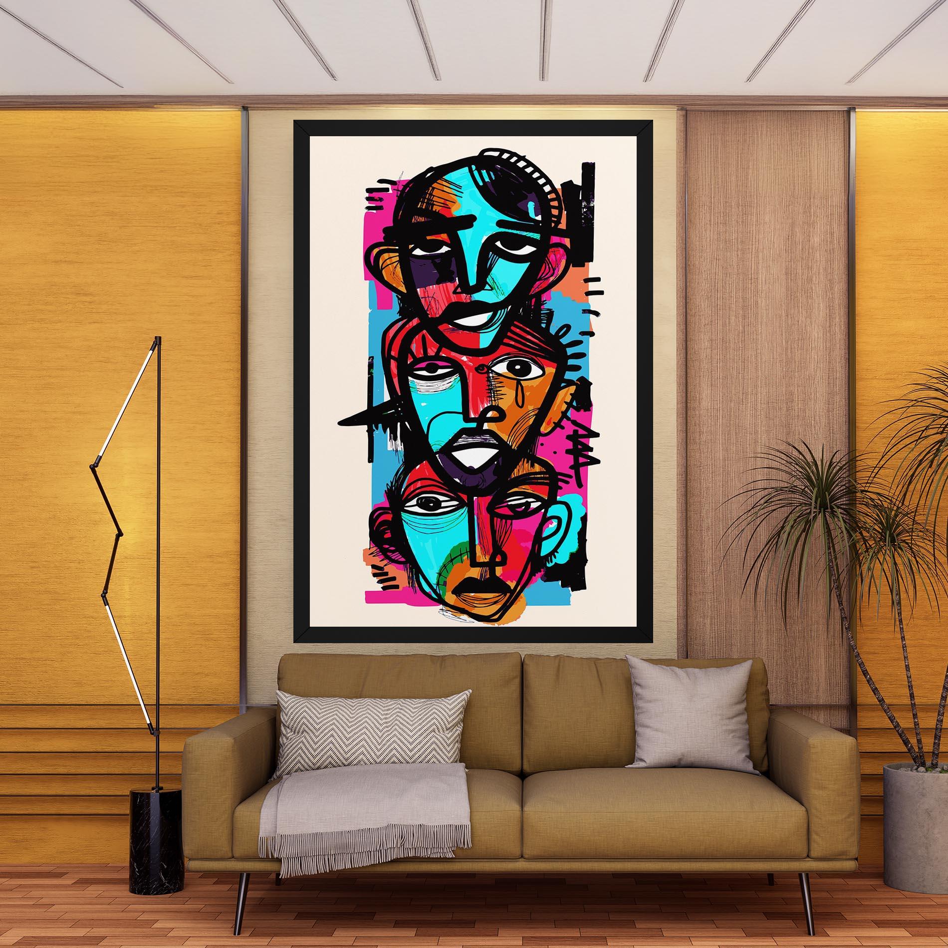 Tablou Canvas Blue Orange Faces mockup 9