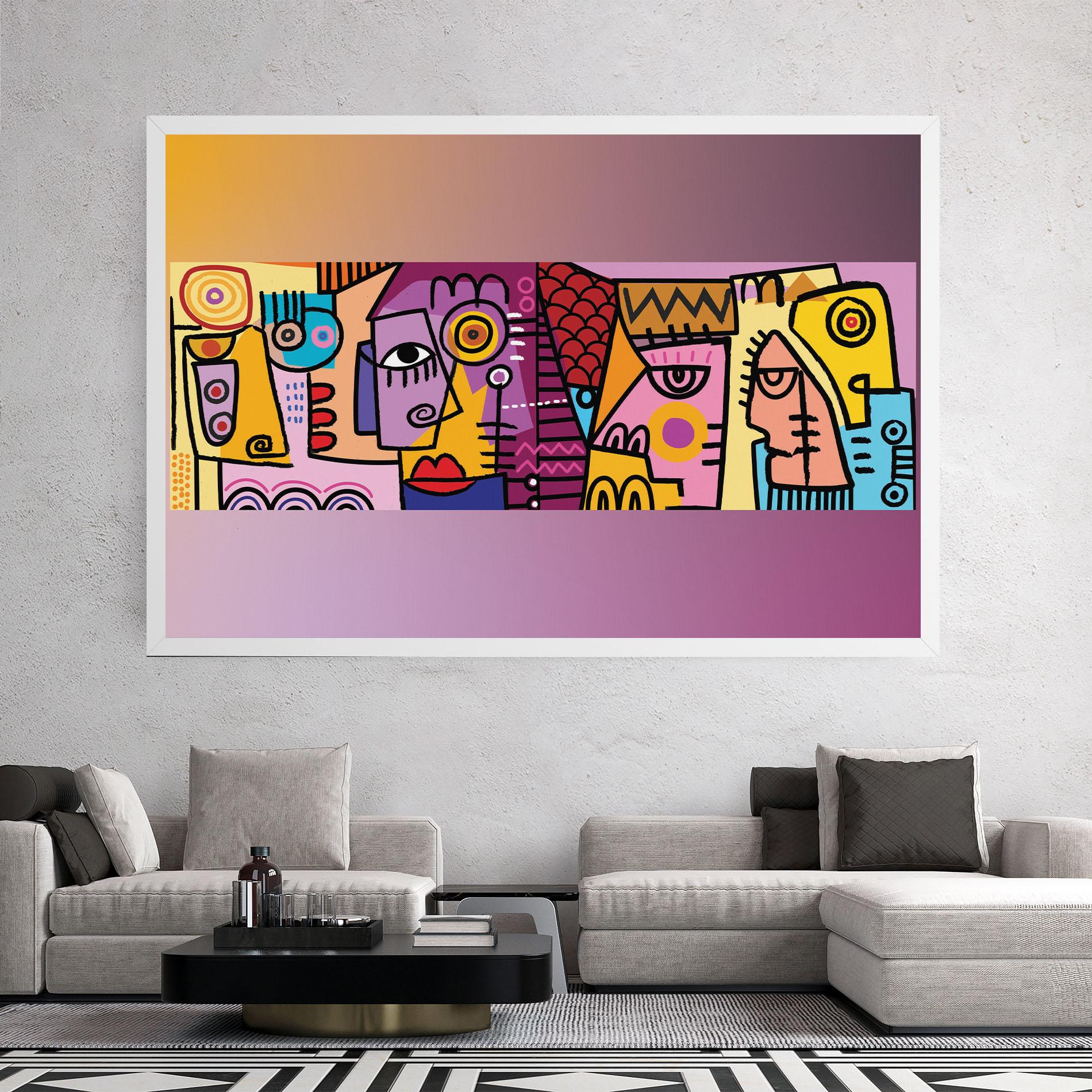 Tablou Canvas Face Group Purple mockup 2