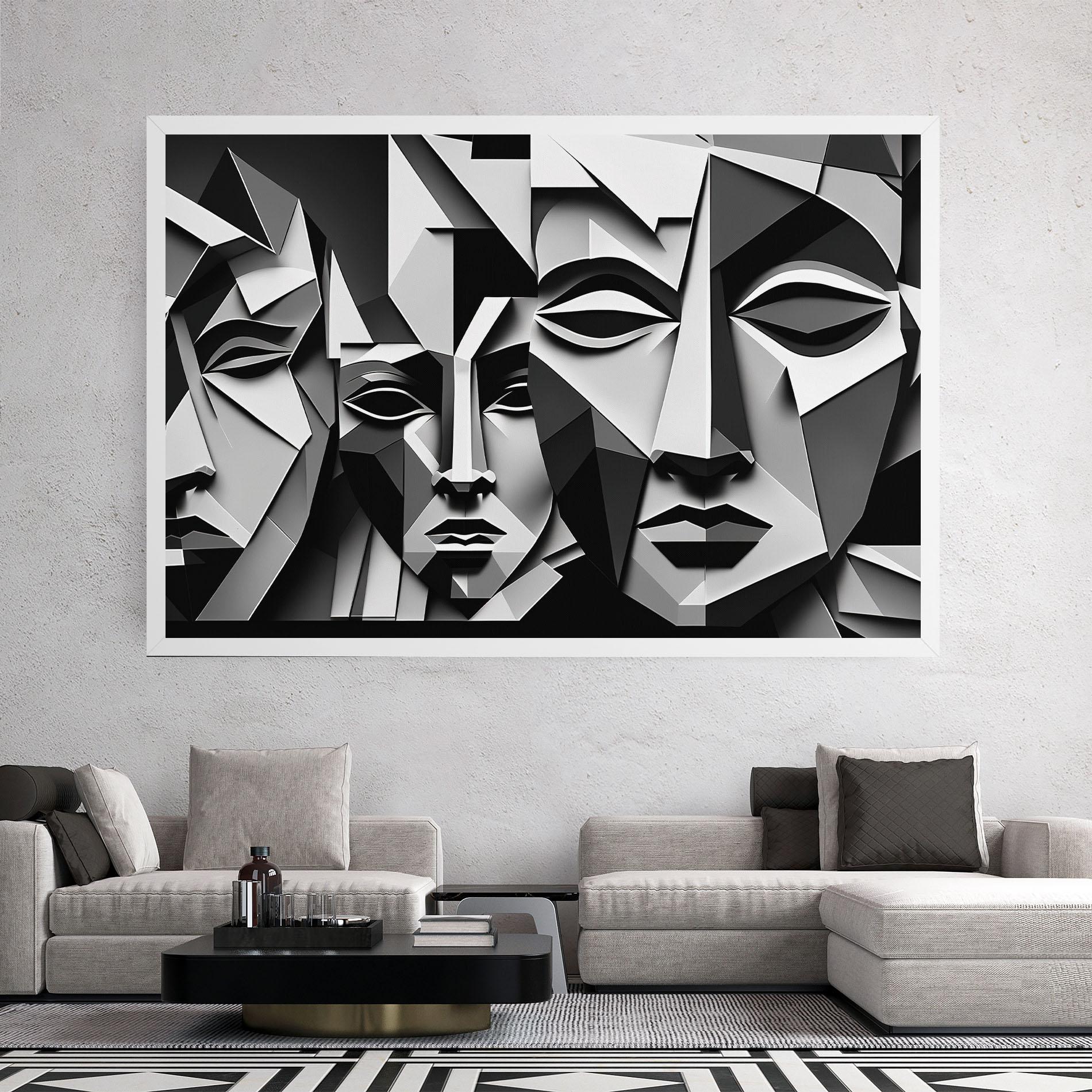 Tablou Canvas Grey Faces Collage mockup 2