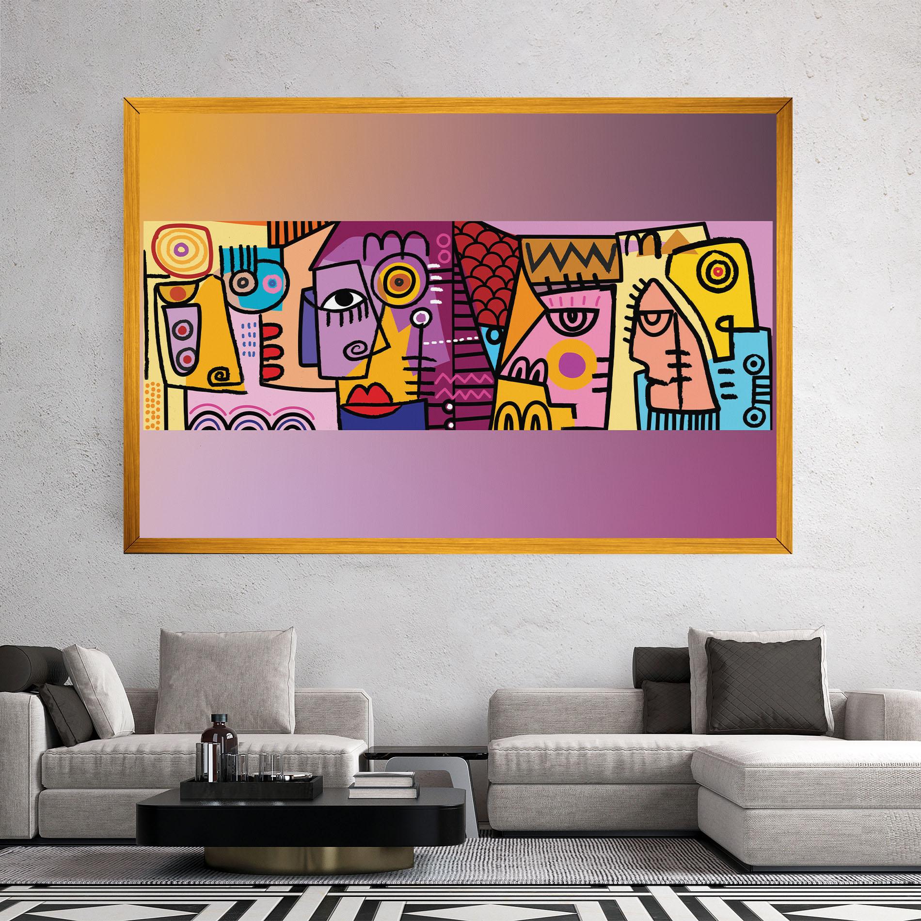 Tablou Canvas Face Group Purple mockup 2