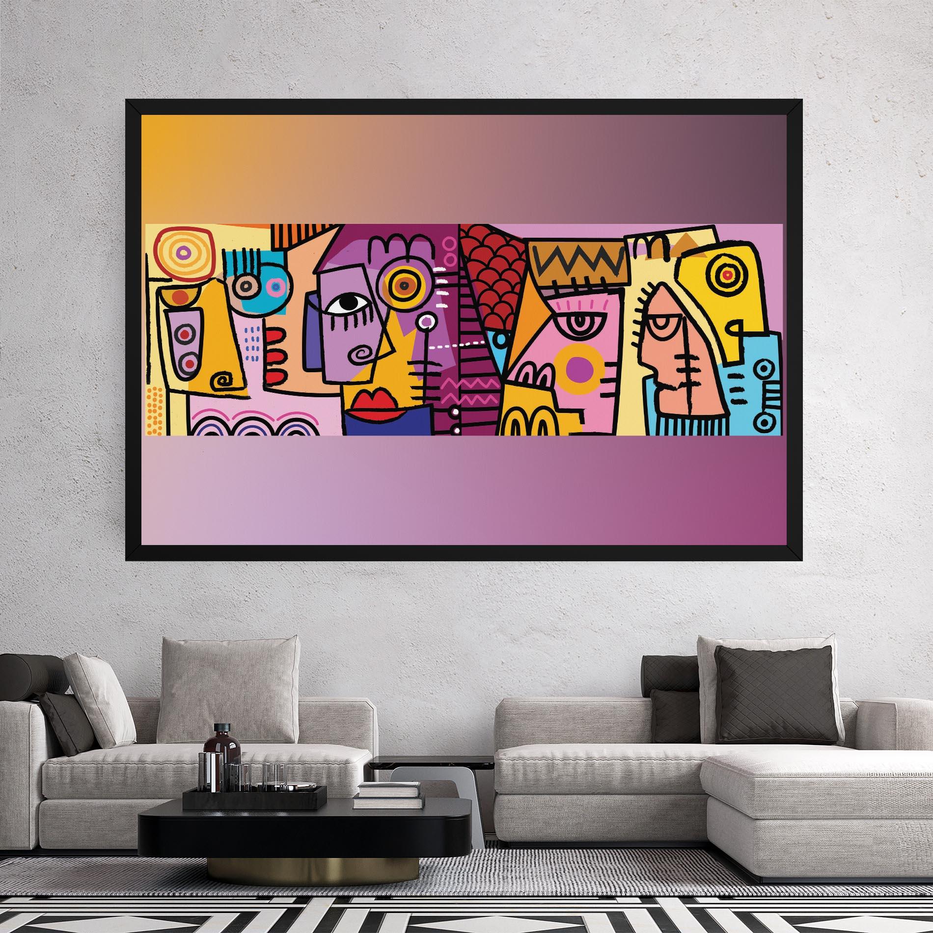 Tablou Canvas Face Group Purple mockup 2