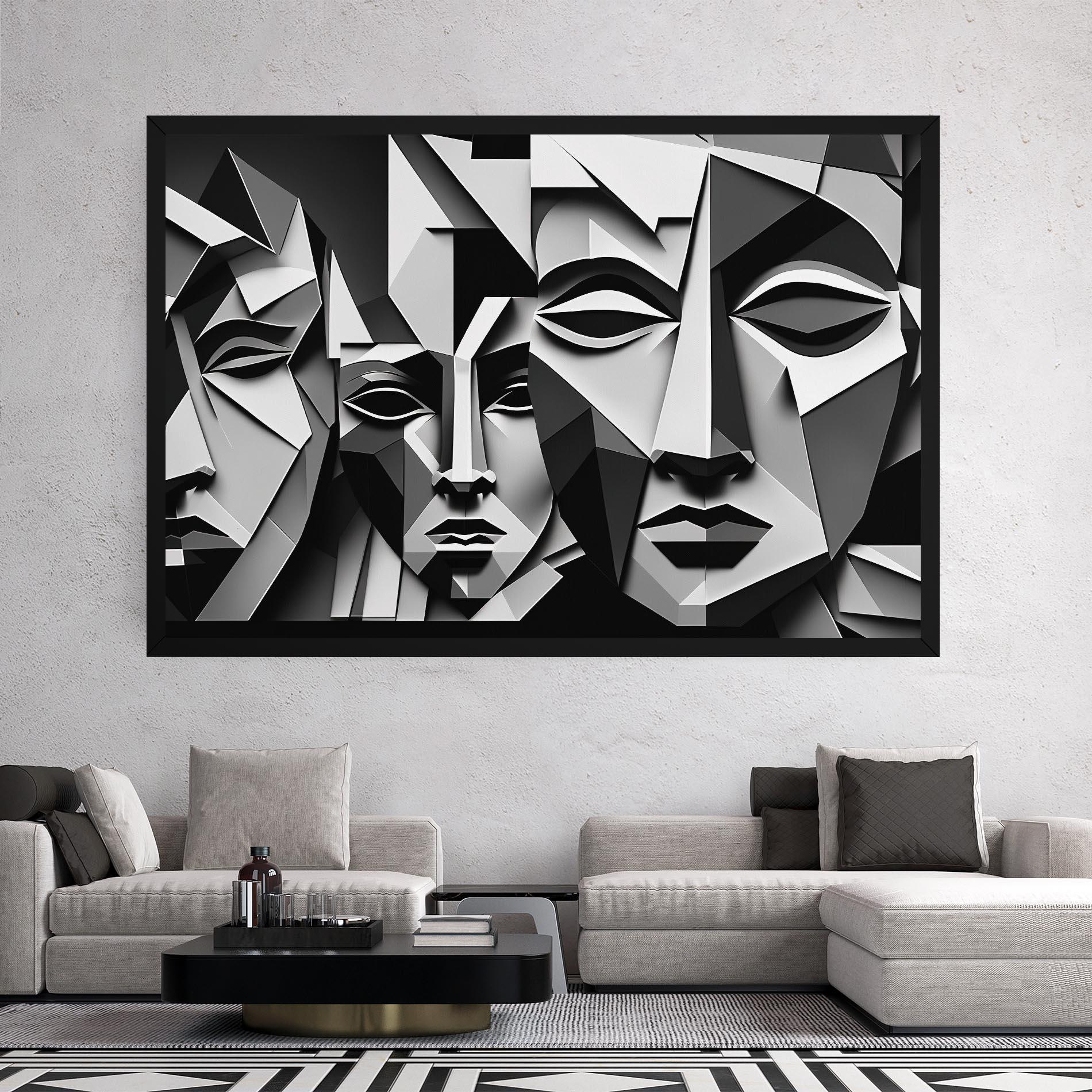 Tablou Canvas Grey Faces Collage mockup 2