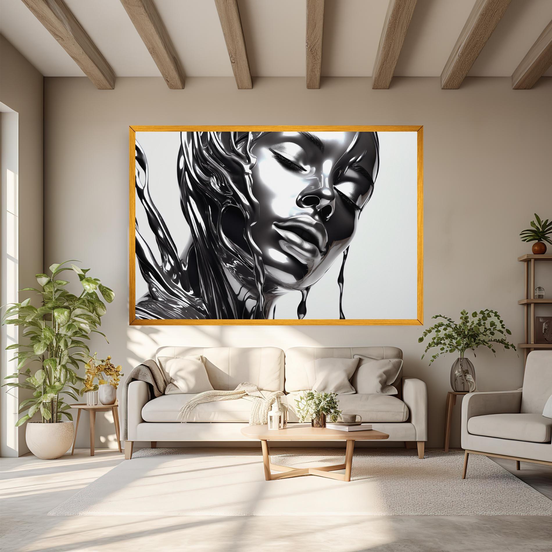Tablou Canvas Silver Liquid Woman mockup 6