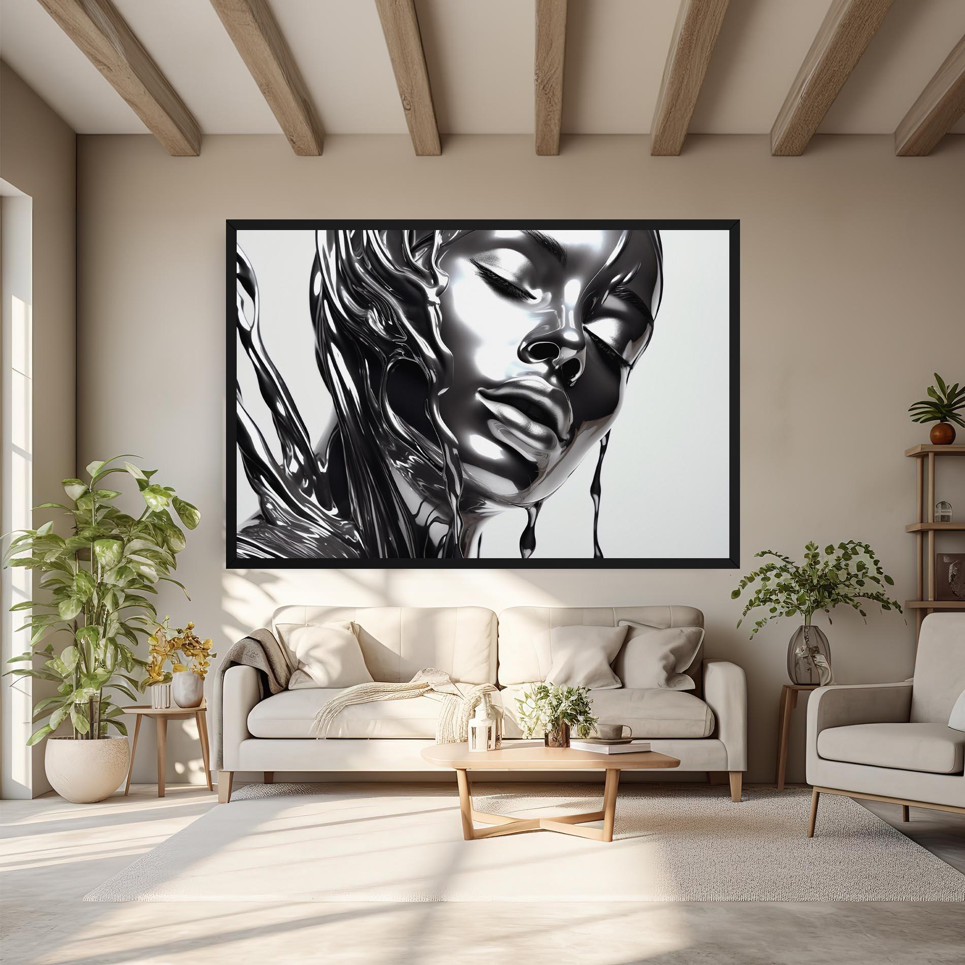 Tablou Canvas Silver Liquid Woman mockup 6
