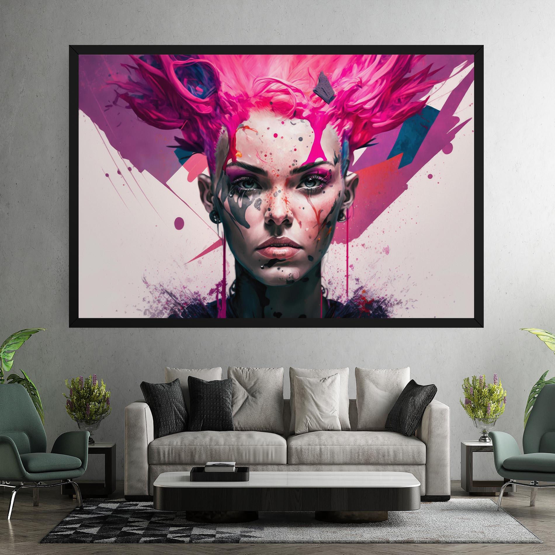Tablou Canvas Abstract Pink Hair mockup 7