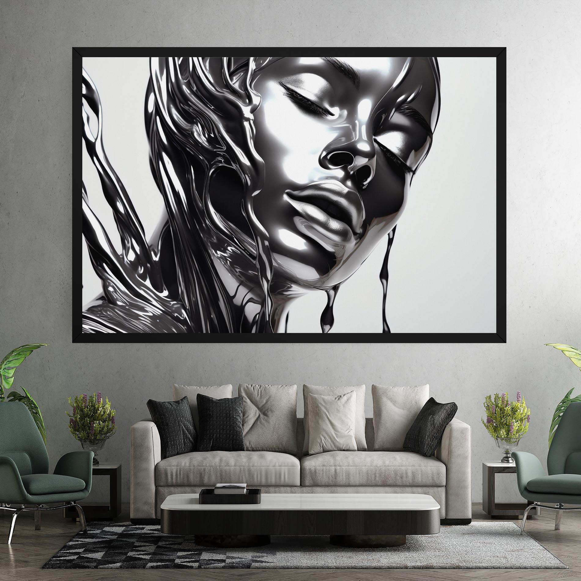 Tablou Canvas Silver Liquid Woman mockup 7