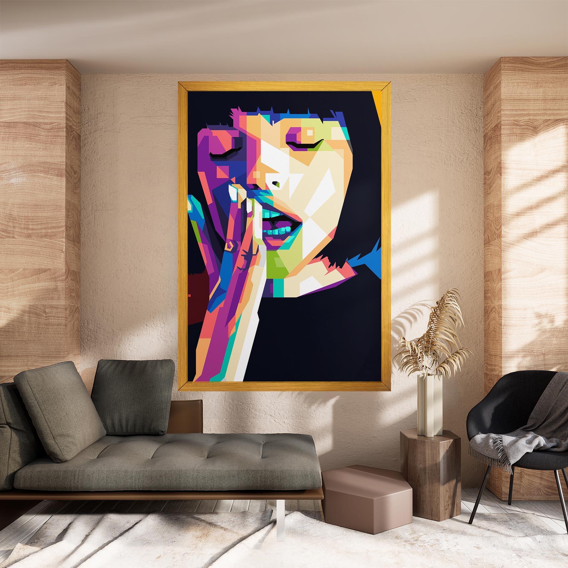 Tablou Canvas Polygonal Pretty Girl mockup 8