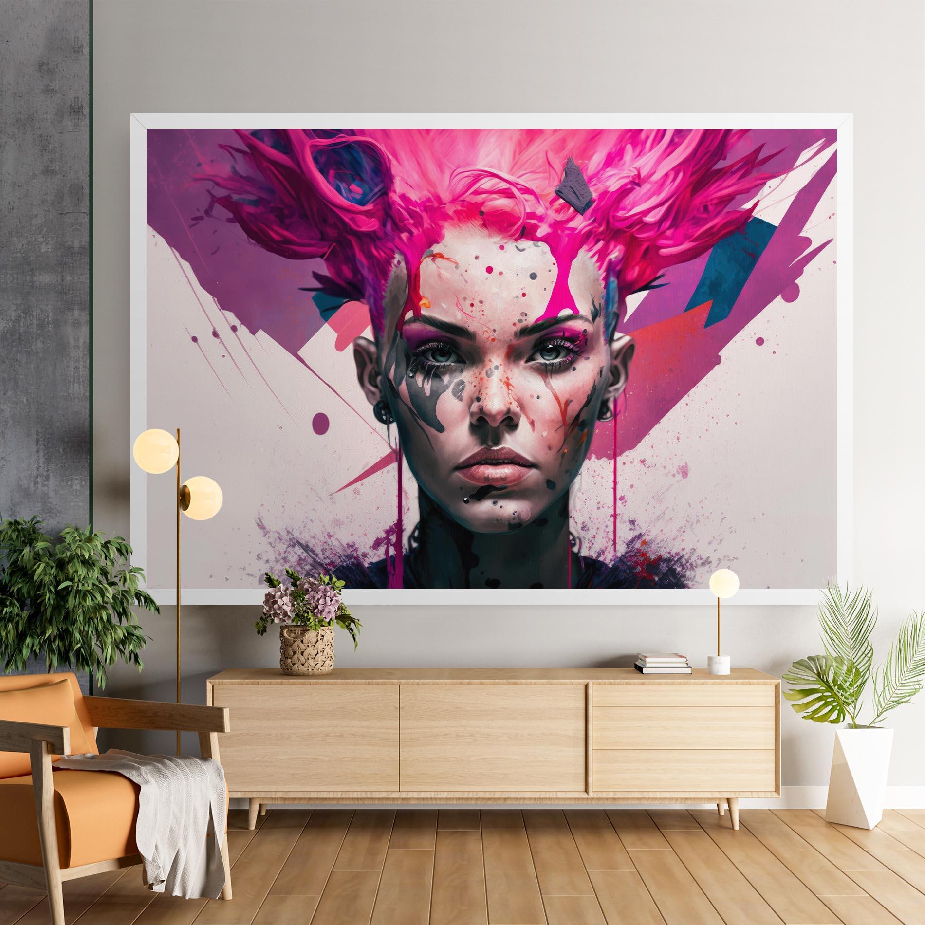 Tablou Canvas Abstract Pink Hair mockup 9