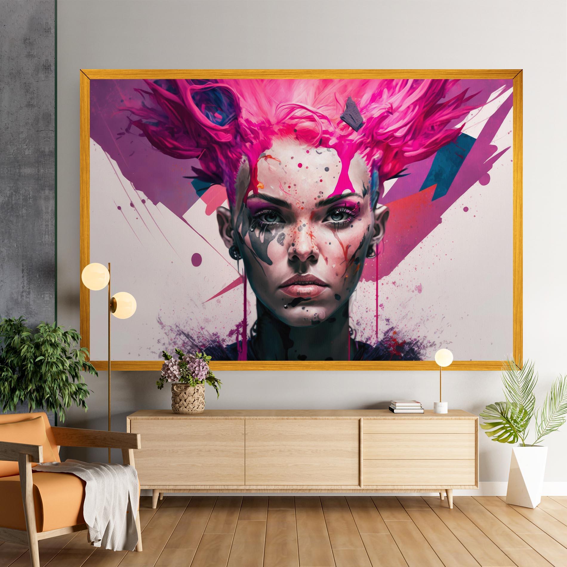 Tablou Canvas Abstract Pink Hair mockup 9