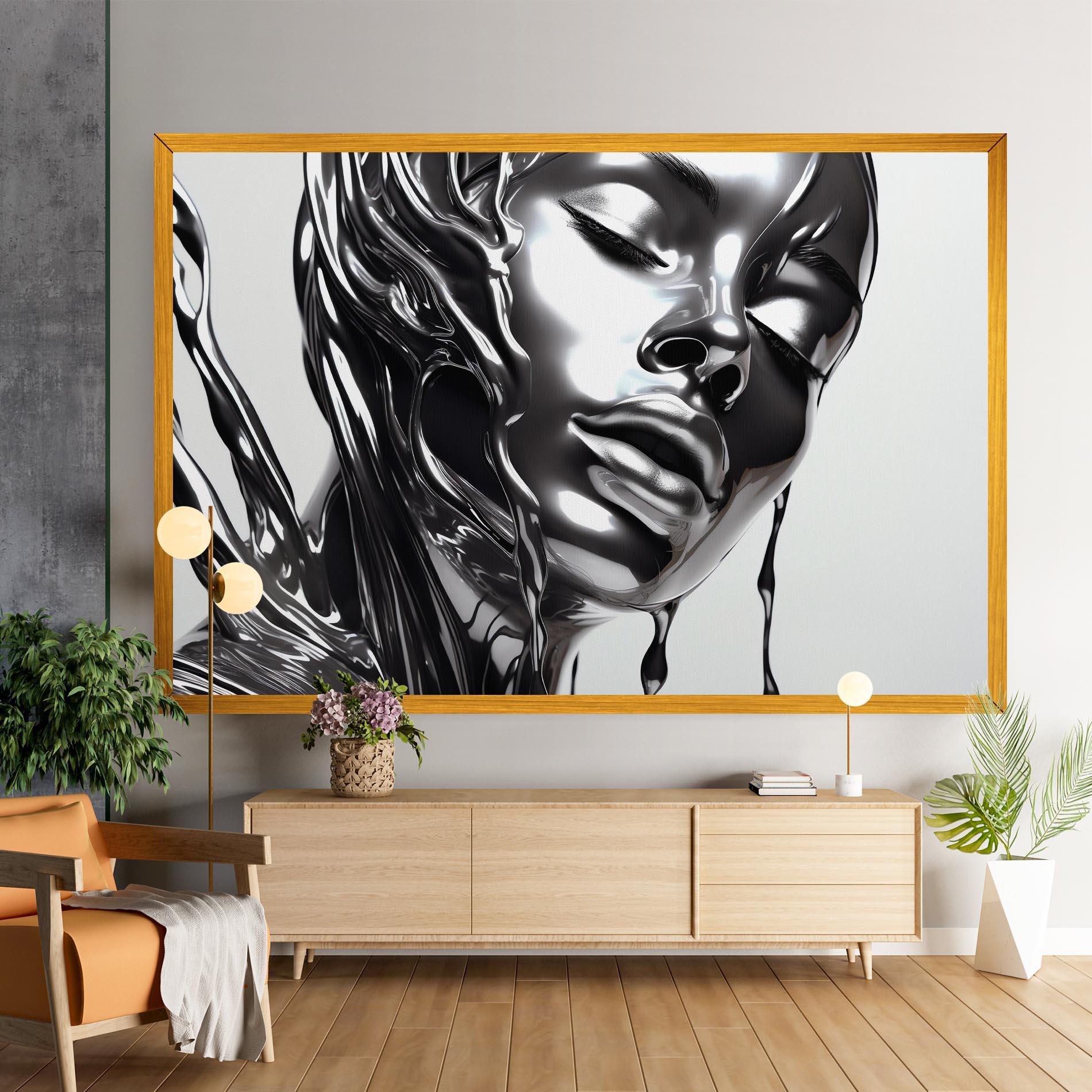 Tablou Canvas Silver Liquid Woman mockup 9