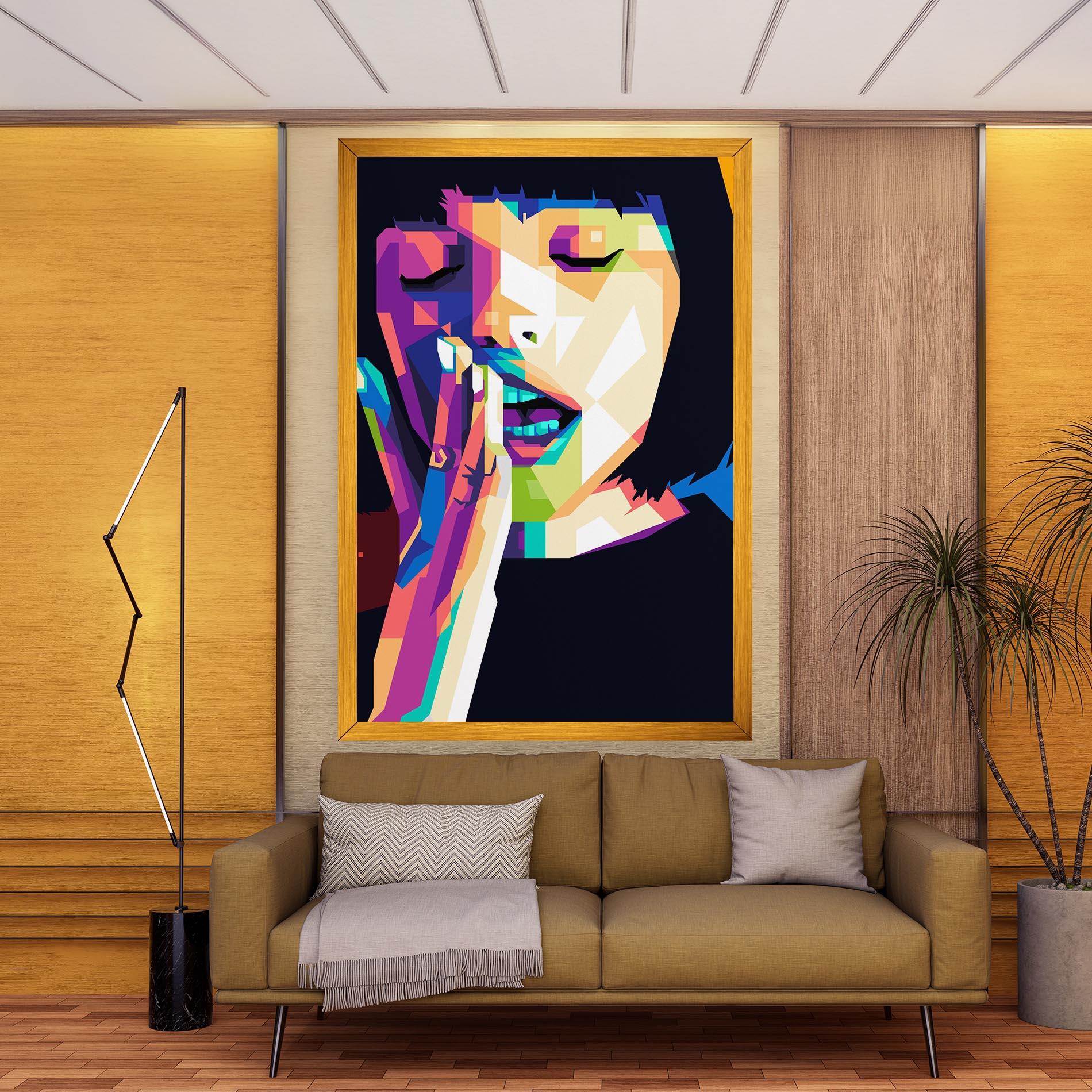 Tablou Canvas Polygonal Pretty Girl mockup 9